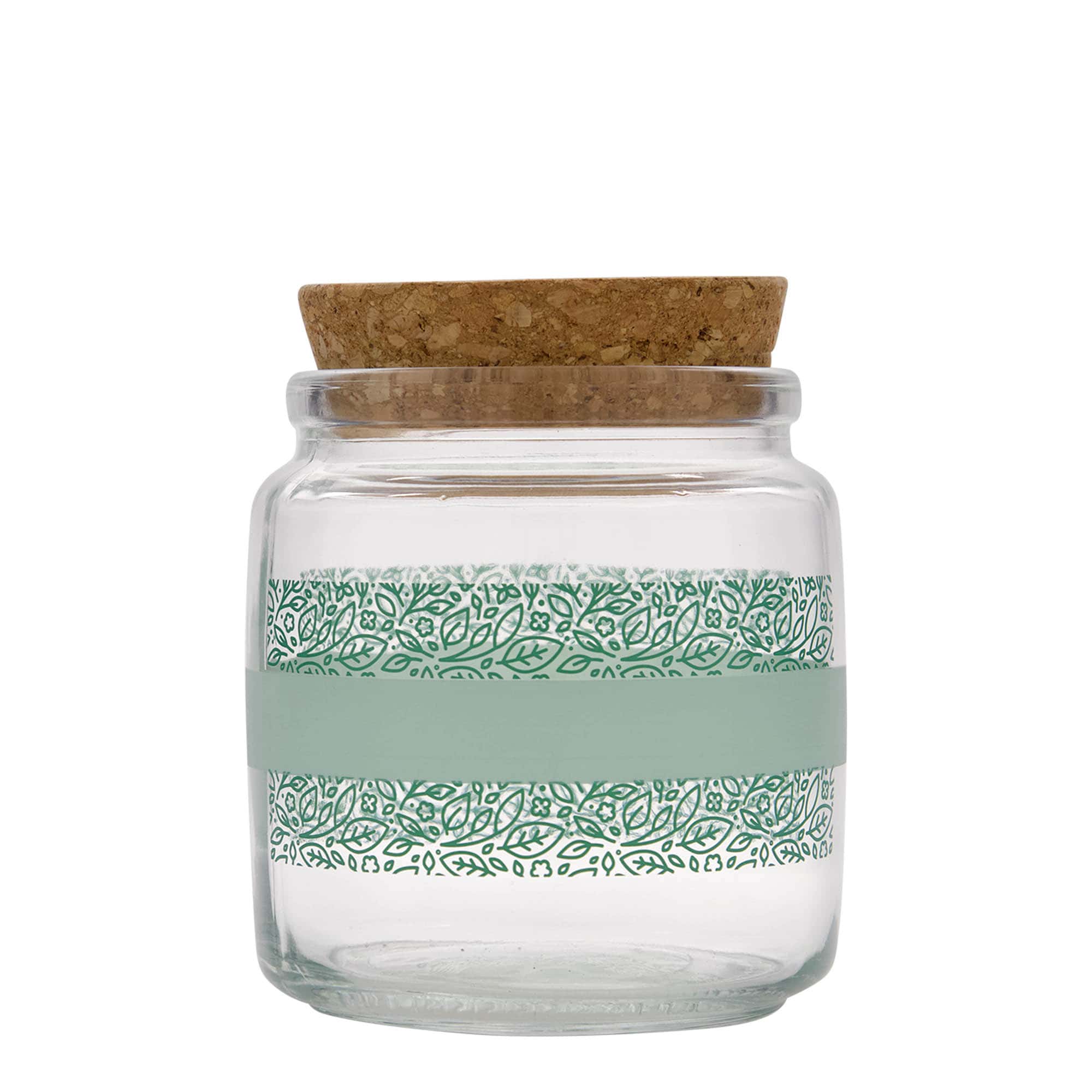 750 ml vaso con tappo in sughero 'Giara', motivo: Naturalmente verde, bocca: sughero