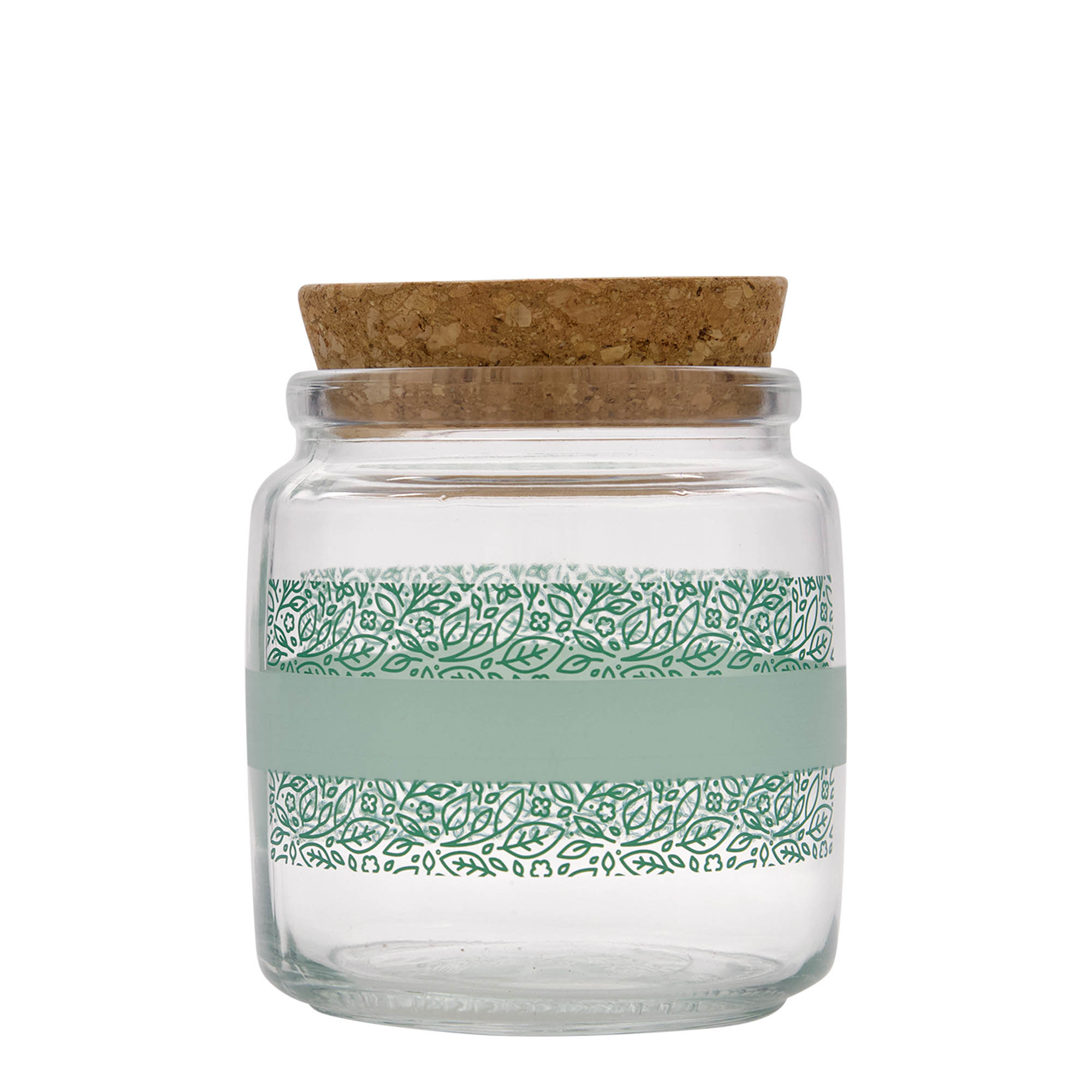 750 ml vaso con tappo in sughero 'Giara', motivo: Naturalmente verde, bocca: sughero