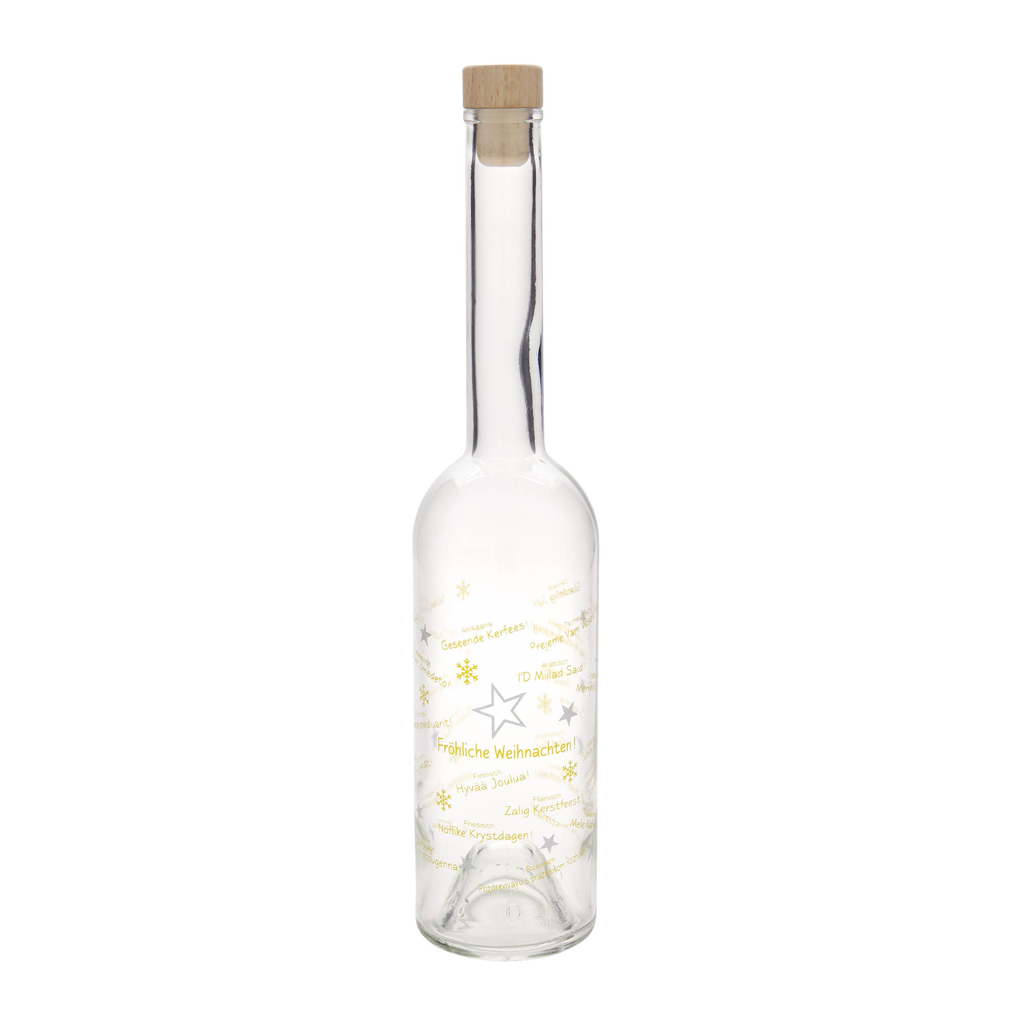 Bottiglia di vetro da 500 ml 'Opera', motivo: Natale nel mondo, bocca: sughero Bottiglia di vetro da 500 ml 'Opera', motivo: Natale nel mondo, bocca: sughero