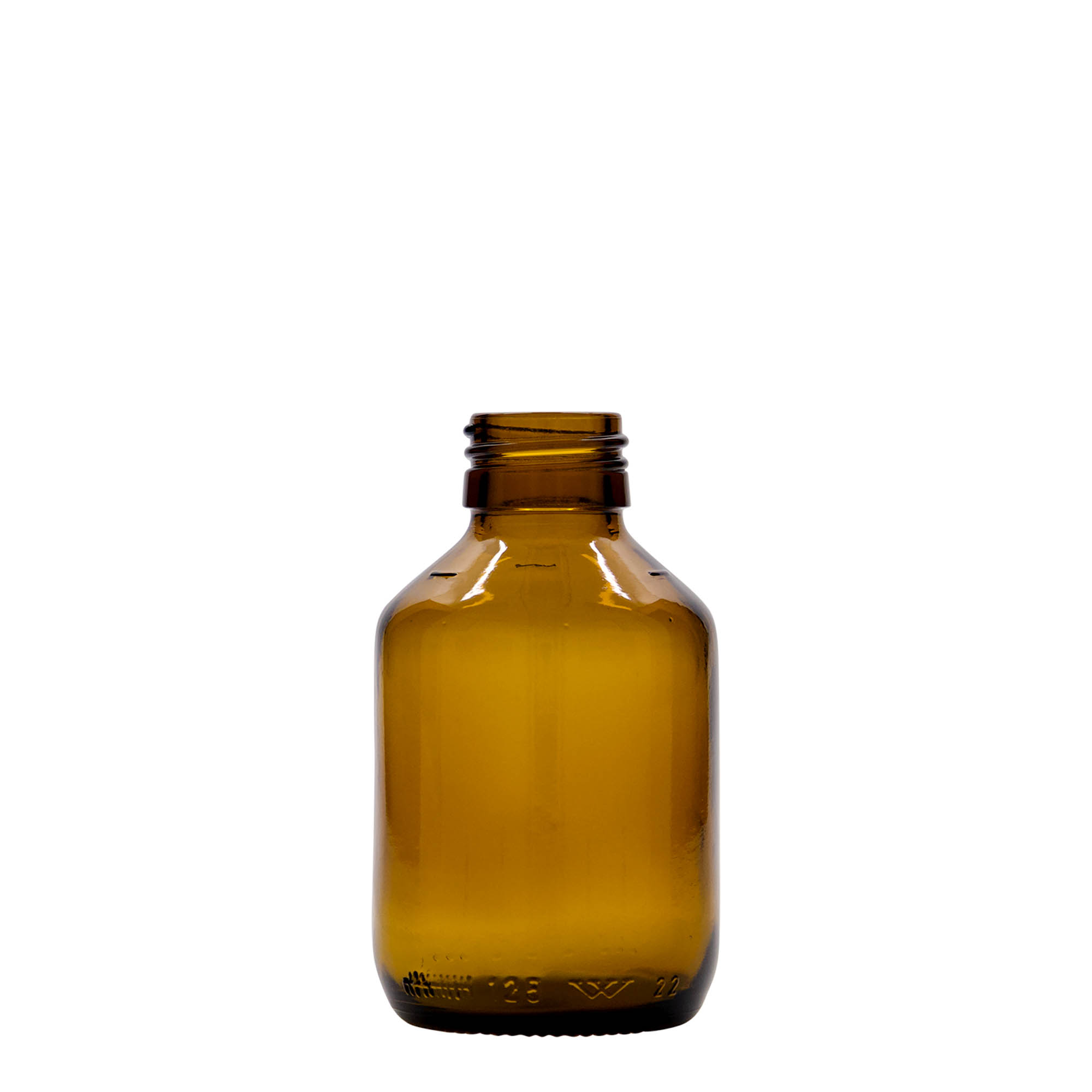 125 ml bottiglia medicinale, marrone, vetro, bocca: PP 28