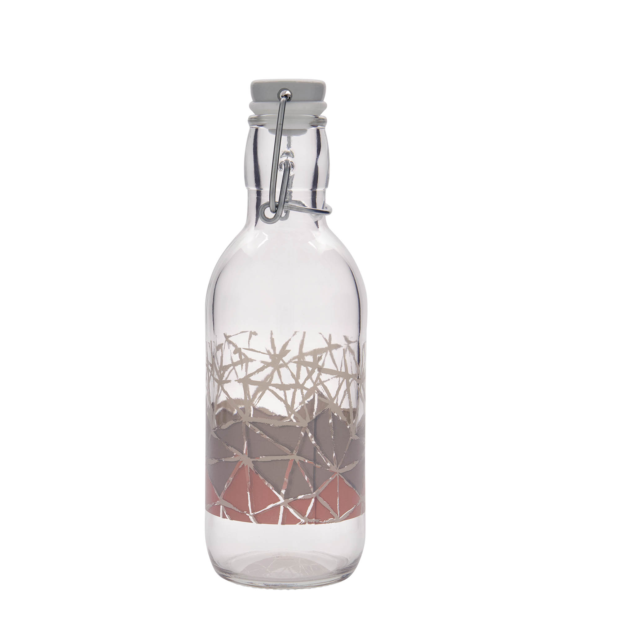 Bottiglia di vetro da 500 ml Emilia stampata 'Manolibera rosa', apertura: chiusura a leva Bottiglia di vetro da 500 ml Emilia stampata 'Manolibera rosa', apertura: chiusura a leva