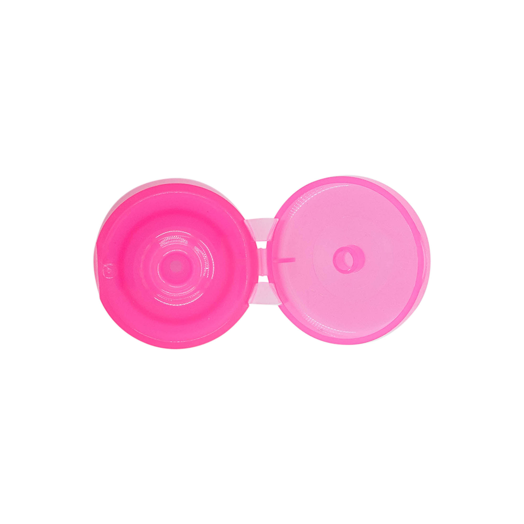 Chiusura a vite con cerniera a battente, plastica PP, rosa, per bocca: 24/410 Chiusura a vite con cerniera a battente, plastica PP, rosa, per bocca: 24/410