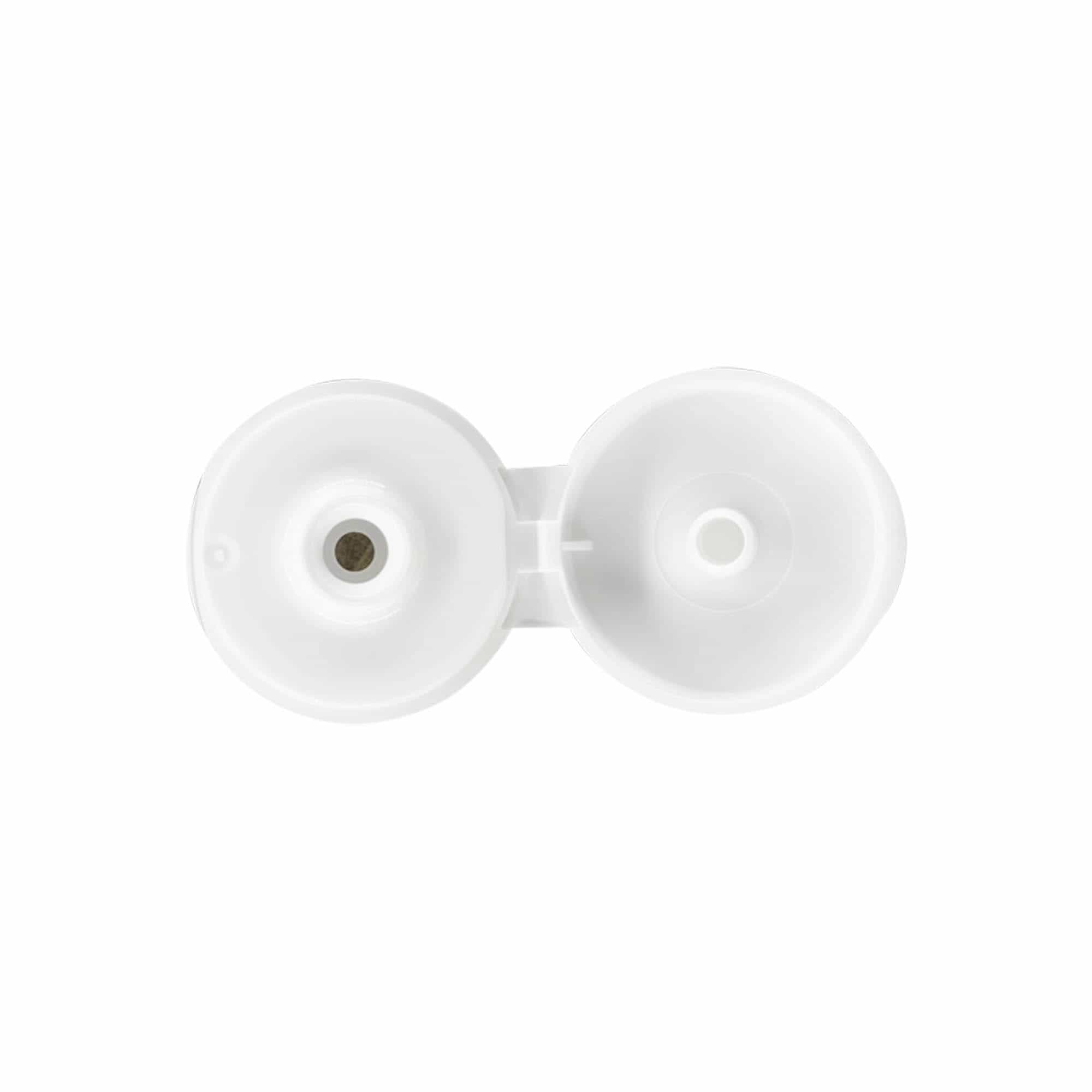 Tappo a vite con cerniera a ribalta, plastica PP, bianco, per bocca: 24/410