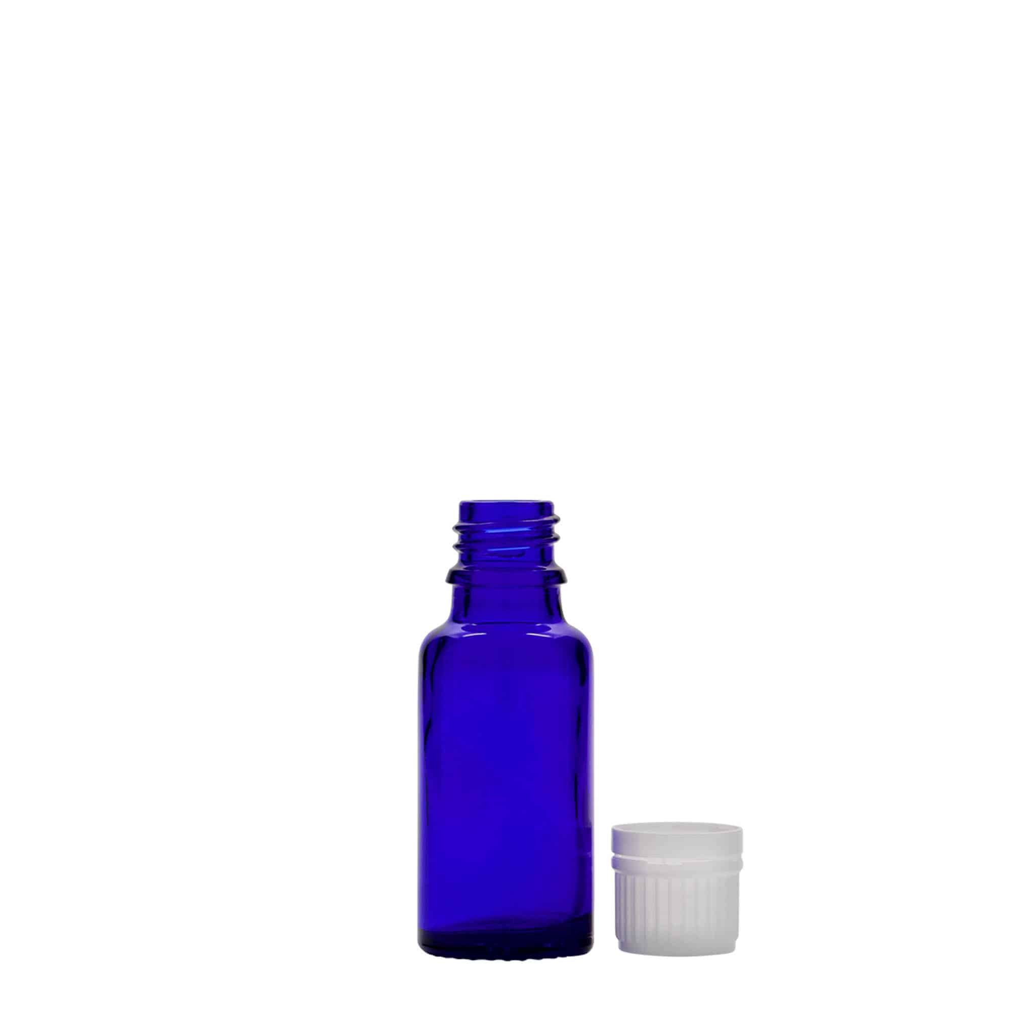 20 ml Boccetta di vetro, blu reale, imboccatura: DIN 18