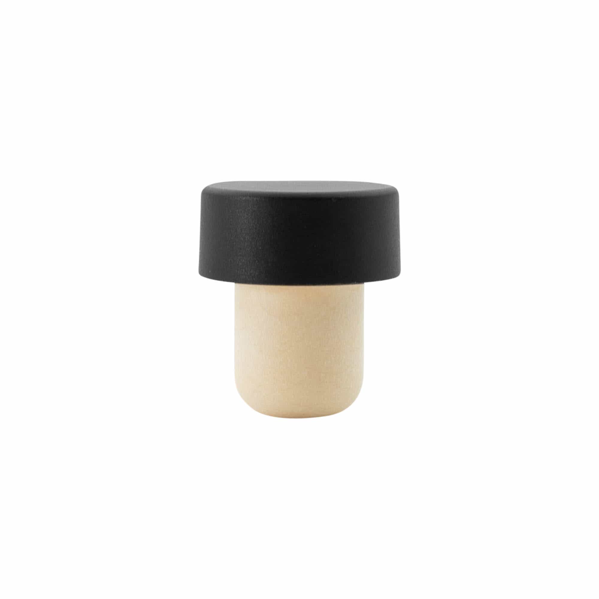 Tappo a manico 19 mm, plastica, nero, per bocca: sughero Tappo a manico 19 mm, plastica, nero, per bocca: sughero