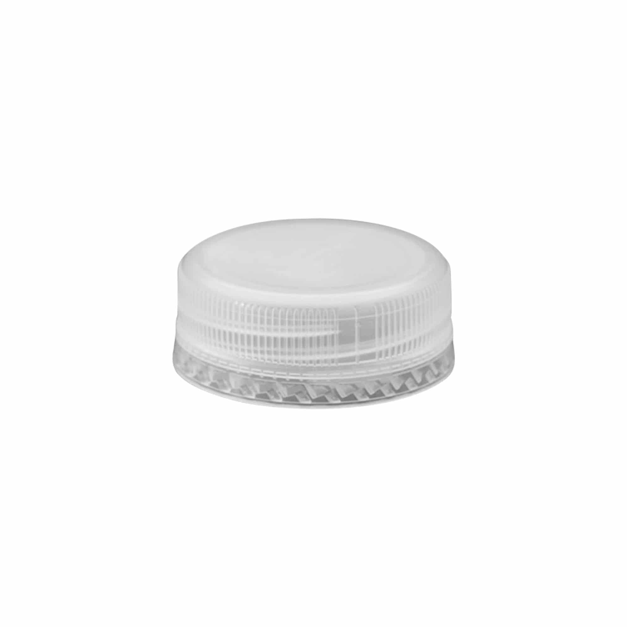 Chiusura a vite a doppia filettatura, plastica PE, bianca, per bocca: PET 38 mm