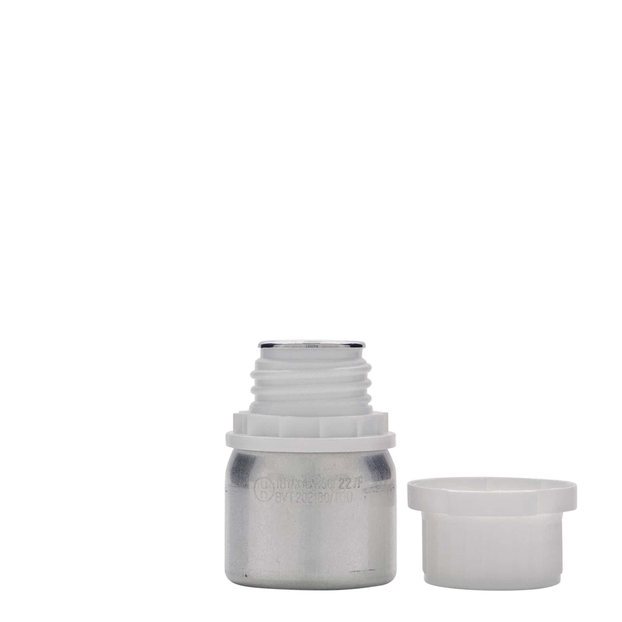 50 ml bottiglia in alluminio, metallo, argento, bocca: DIN 32