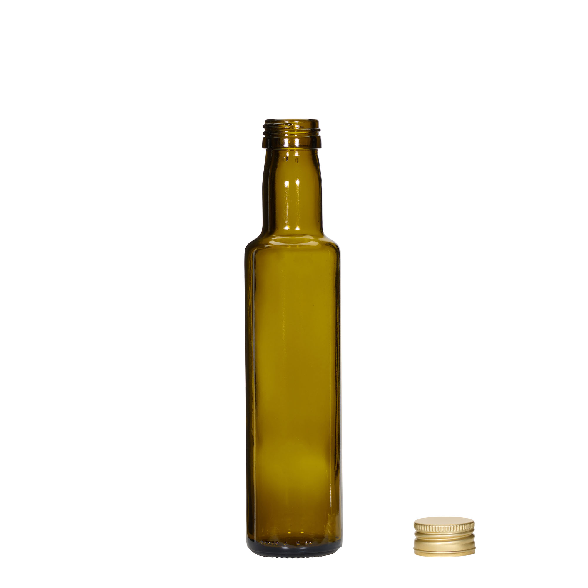 Bottiglia di vetro da 250 ml 'Dorica', verde antico, bocca: PP 31,5 Bottiglia di vetro da 250 ml 'Dorica', verde antico, bocca: PP 31,5