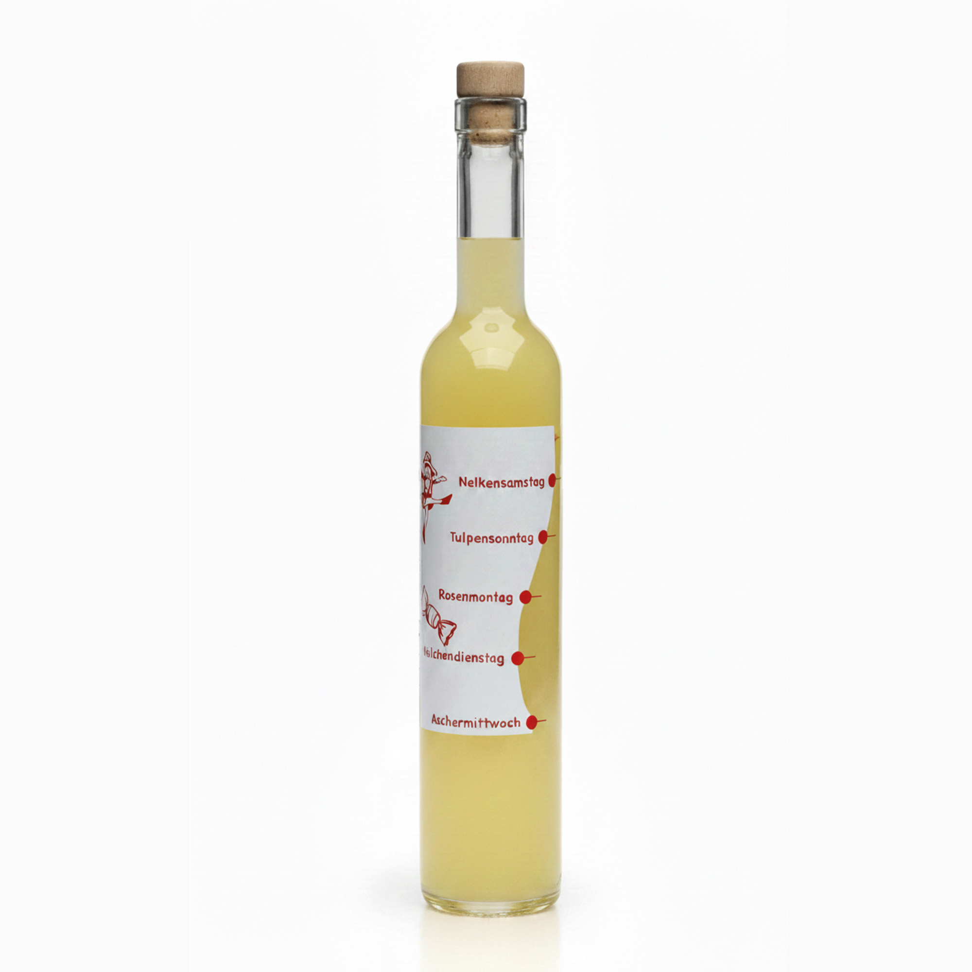 Bottiglia di vetro da 500 ml Maximo stampata 'Carnevale', bocca: sughero Bottiglia di vetro da 500 ml Maximo stampata 'Carnevale', bocca: sughero