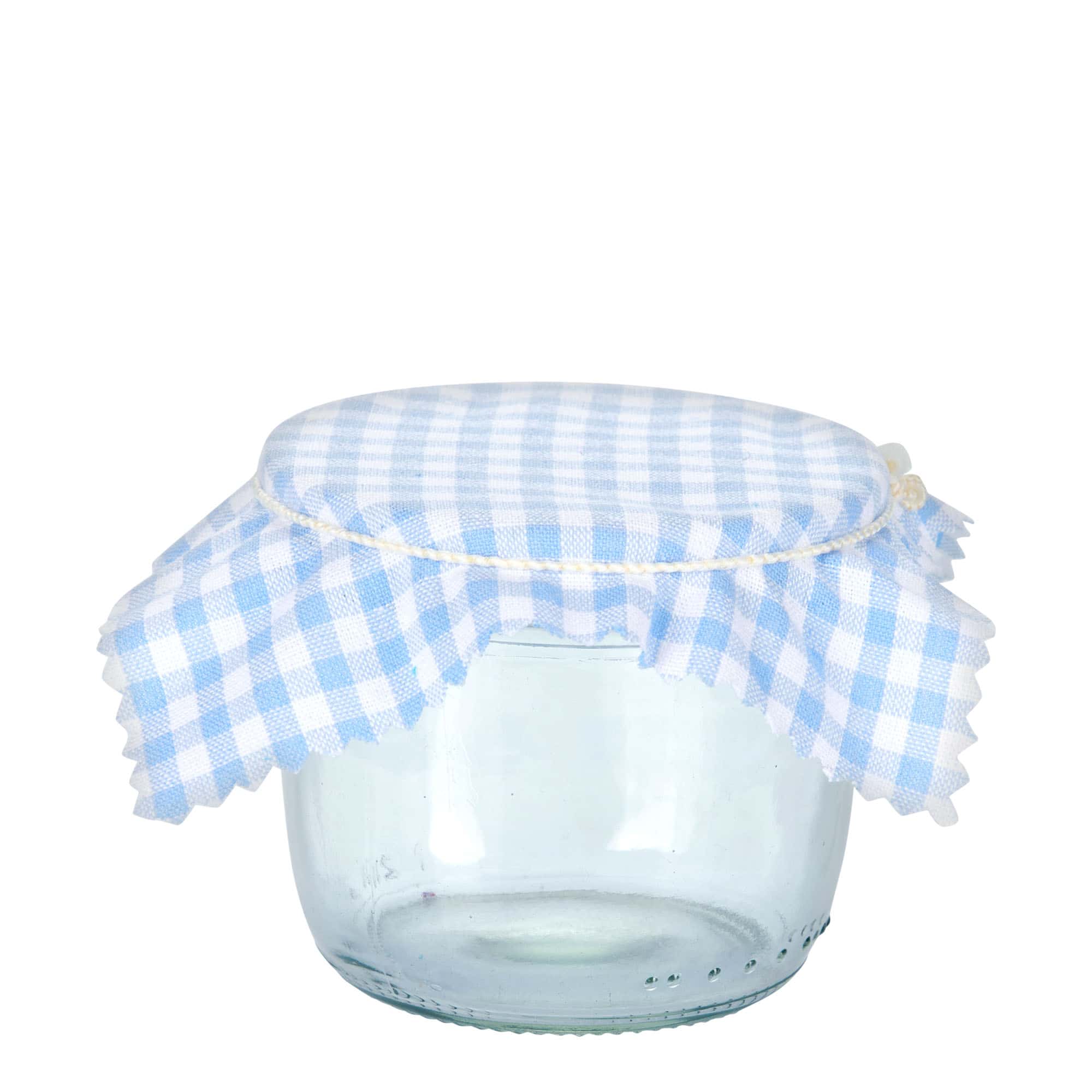 Copri vasetti in stoffa a quadretti 12x12, quadrati, tessuto, azzurro, imboccatura: TO38-TO53