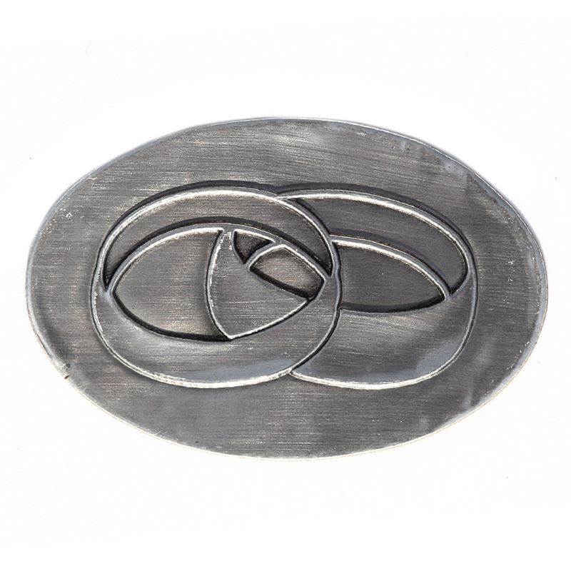 Etichetta metallica 'Fedi nuziali', ovale, stagno, argento