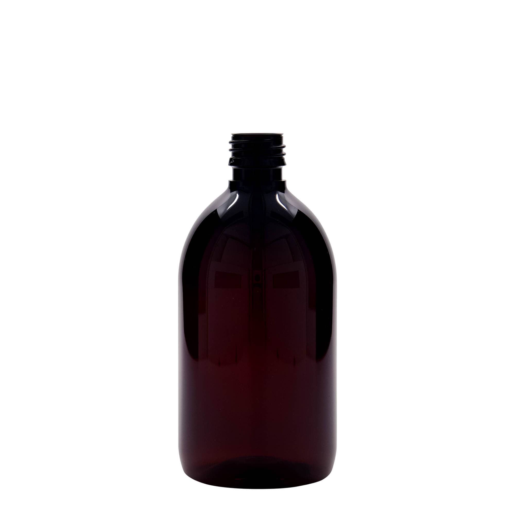 500 ml bottiglia medica in PET, marrone, plastica, bocca: PP 28