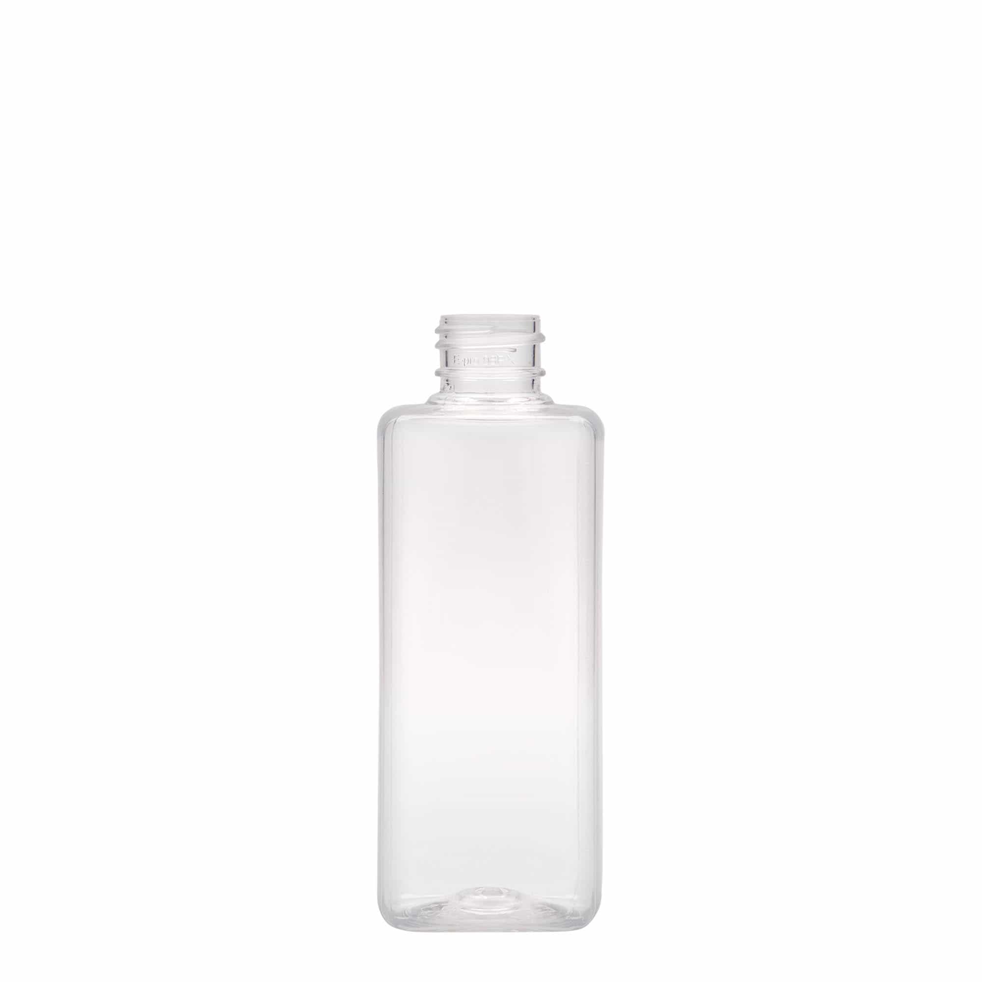 Bottiglia PET da 200 ml 'Karl', quadrata, plastica, bocca: 24/410