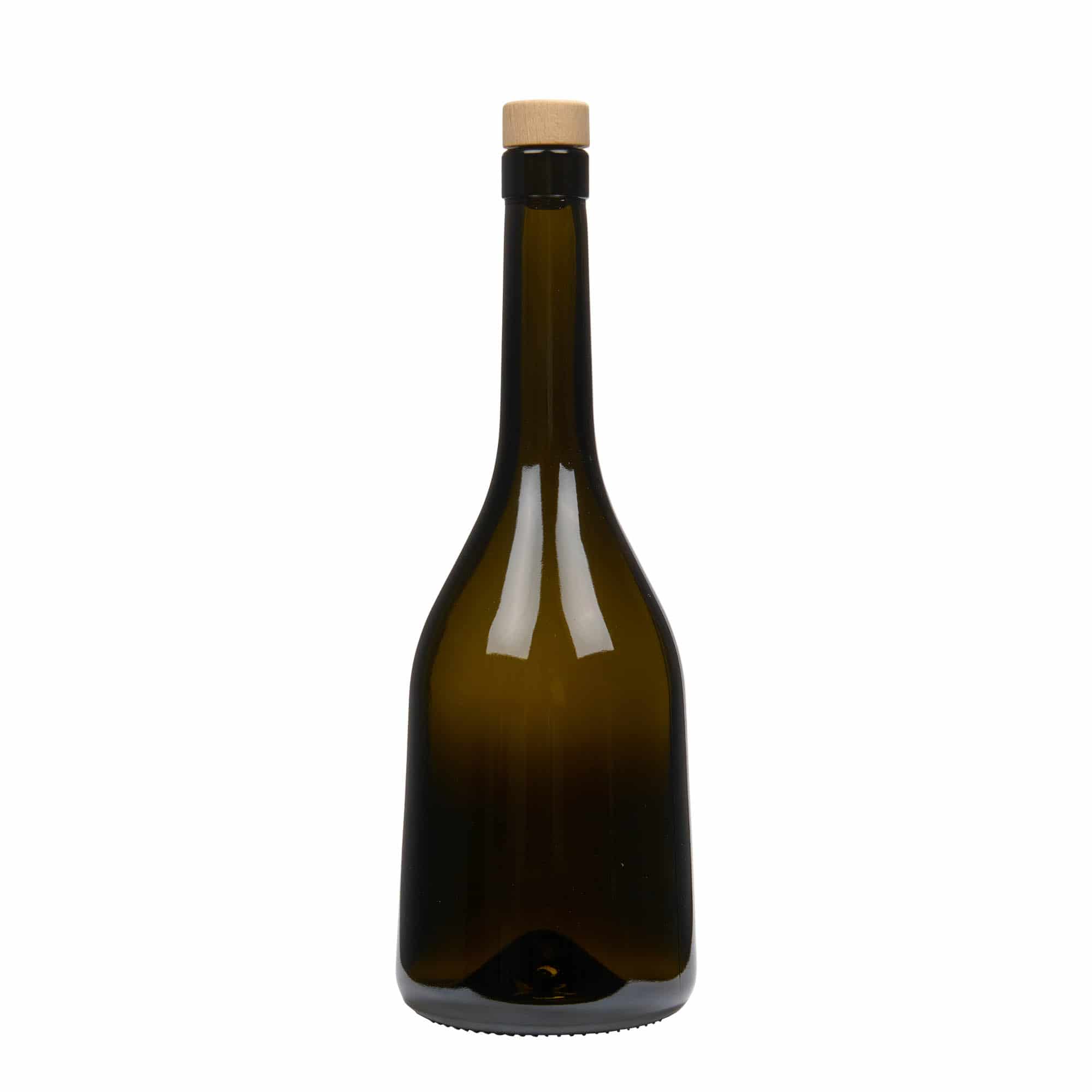 750 ml Bottiglia di vetro 'Rustica', verde antico, imboccatura: fascetta
