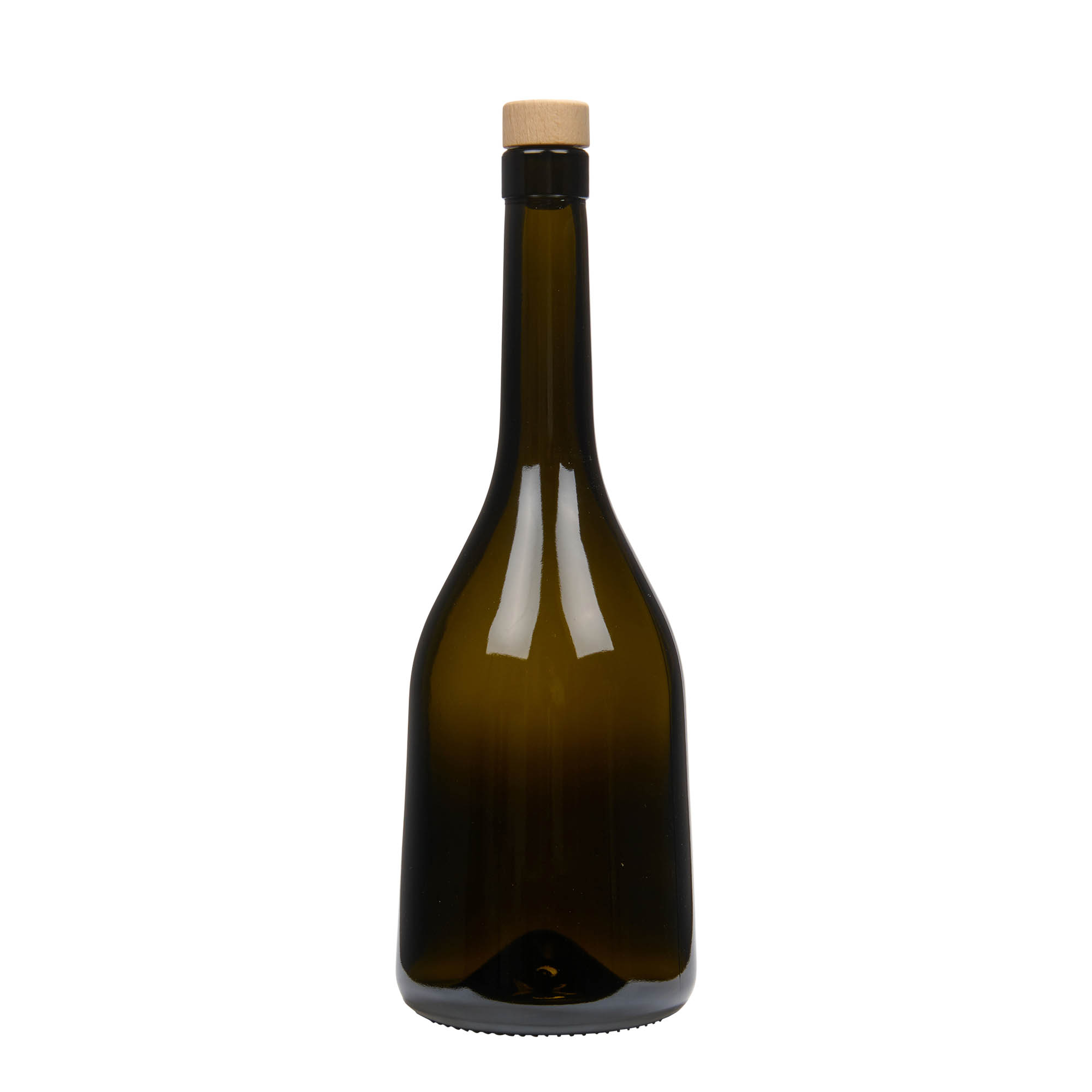 Bottiglia di vetro da 750 ml 'Rustica', verde antico, bocca: sughero Bottiglia di vetro da 750 ml 'Rustica', verde antico, bocca: sughero