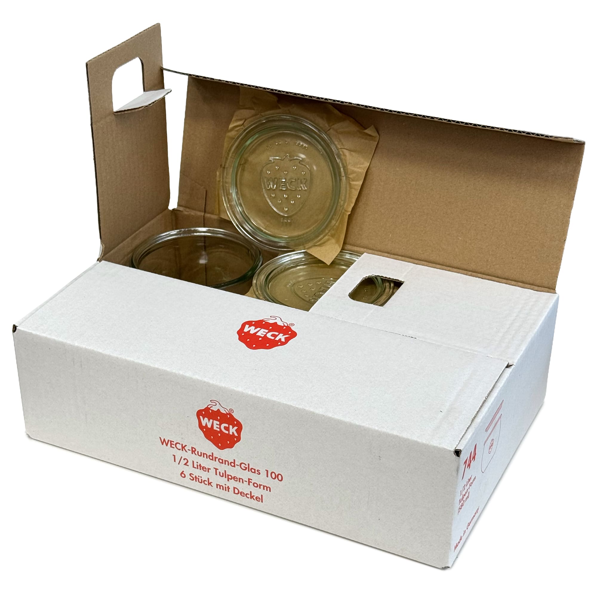 6x 580 ml vaso WECK a tulipano con coperchio in vetro RR 100