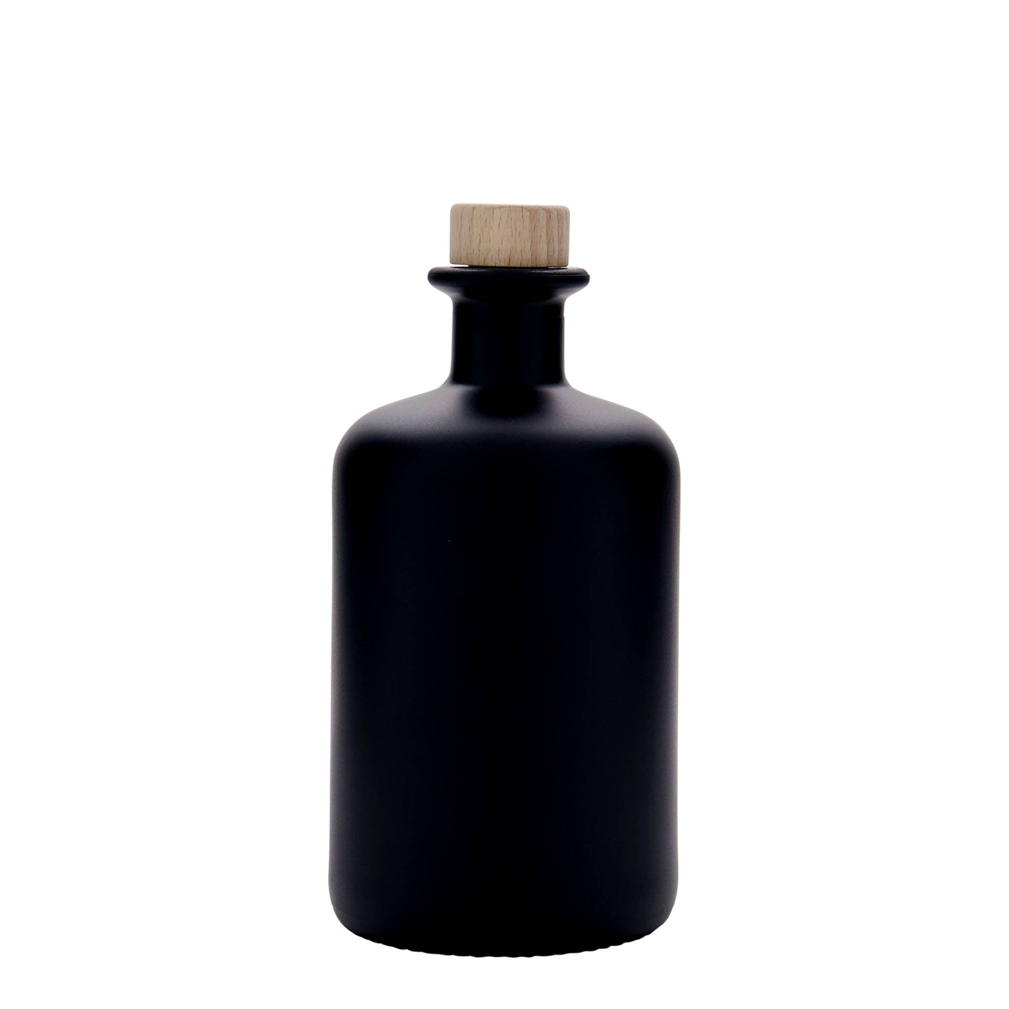 Bottiglia di vetro da 500 ml, farmacia, nera, bocca: sughero