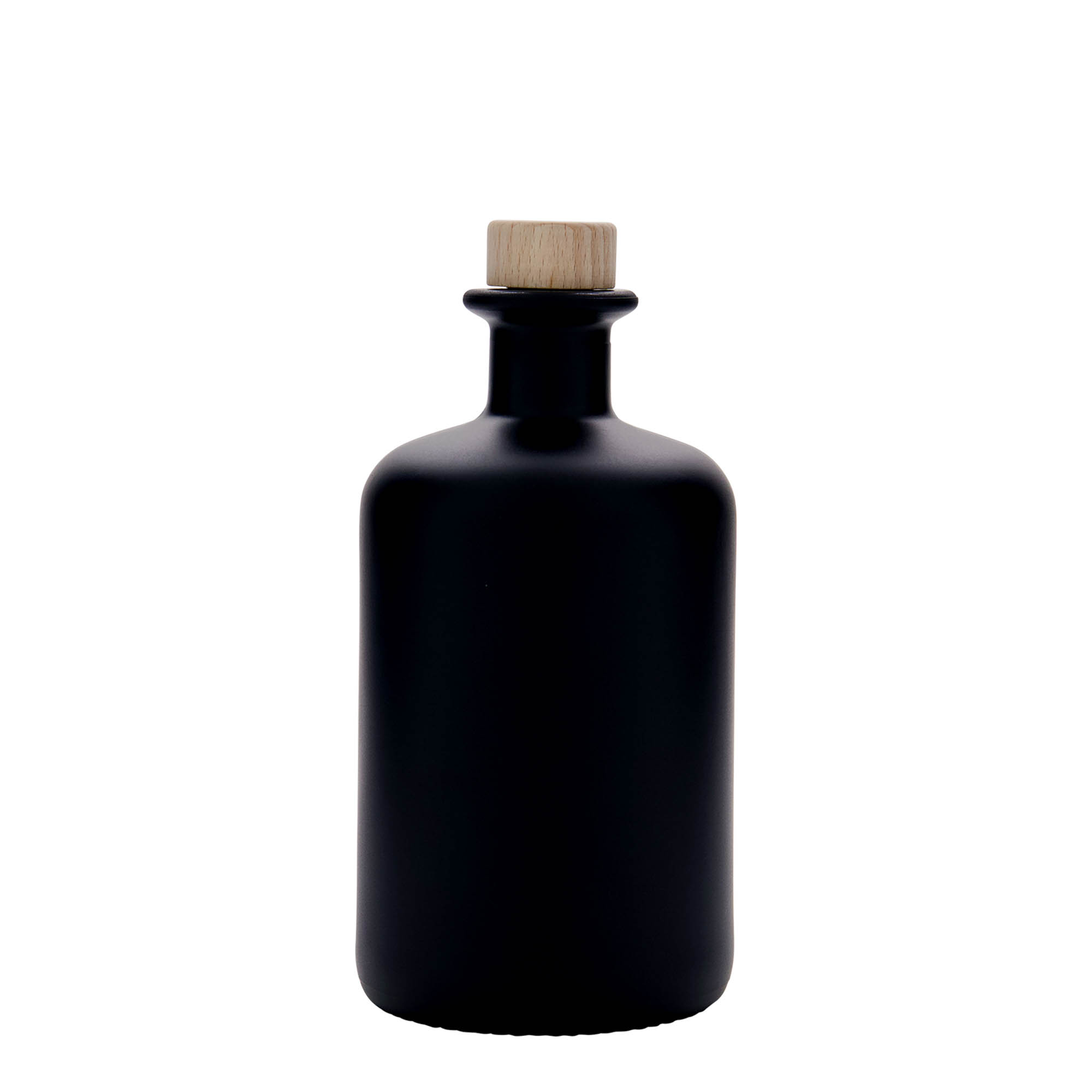 Bottiglia di vetro da 500 ml, farmacia, nera, bocca: sughero