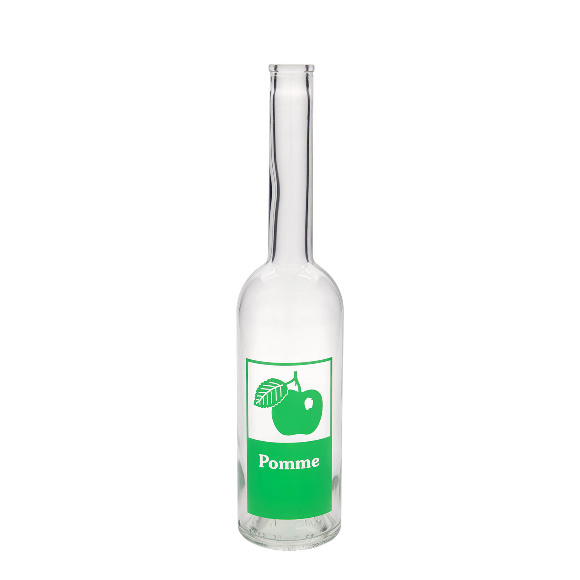 Bottiglia di vetro da 500 ml 'Opera', motivo: Mela, bocca: sughero Bottiglia di vetro da 500 ml 'Opera', motivo: Mela, bocca: sughero