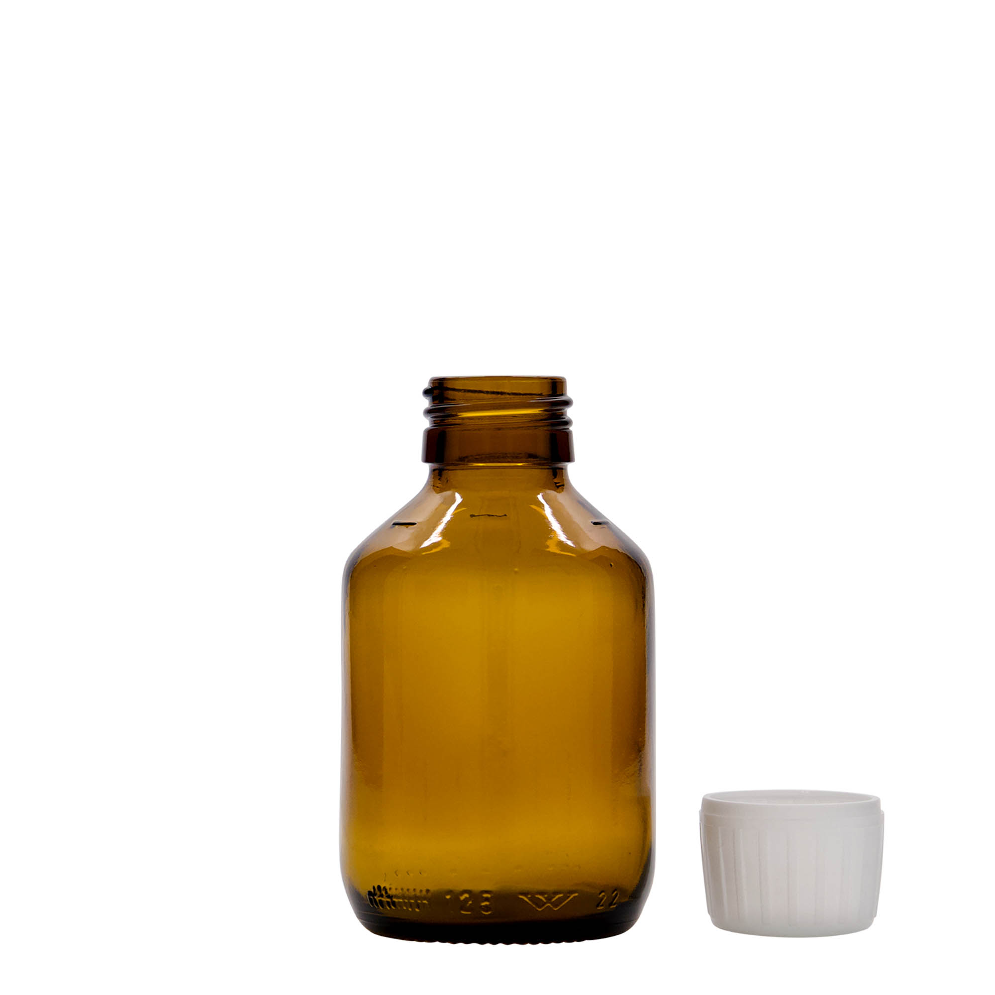 125 ml bottiglia medicinale, marrone, vetro, bocca: PP 28