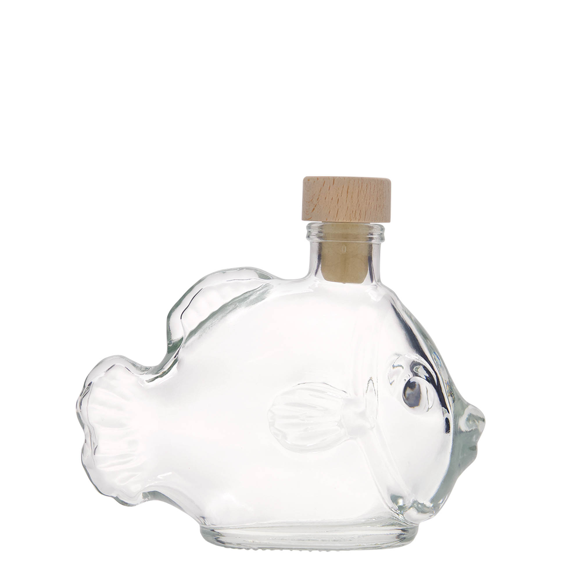 Bottiglia di vetro da 200 ml 'Pesce', bocca: sughero Bottiglia di vetro da 200 ml 'Pesce', bocca: sughero