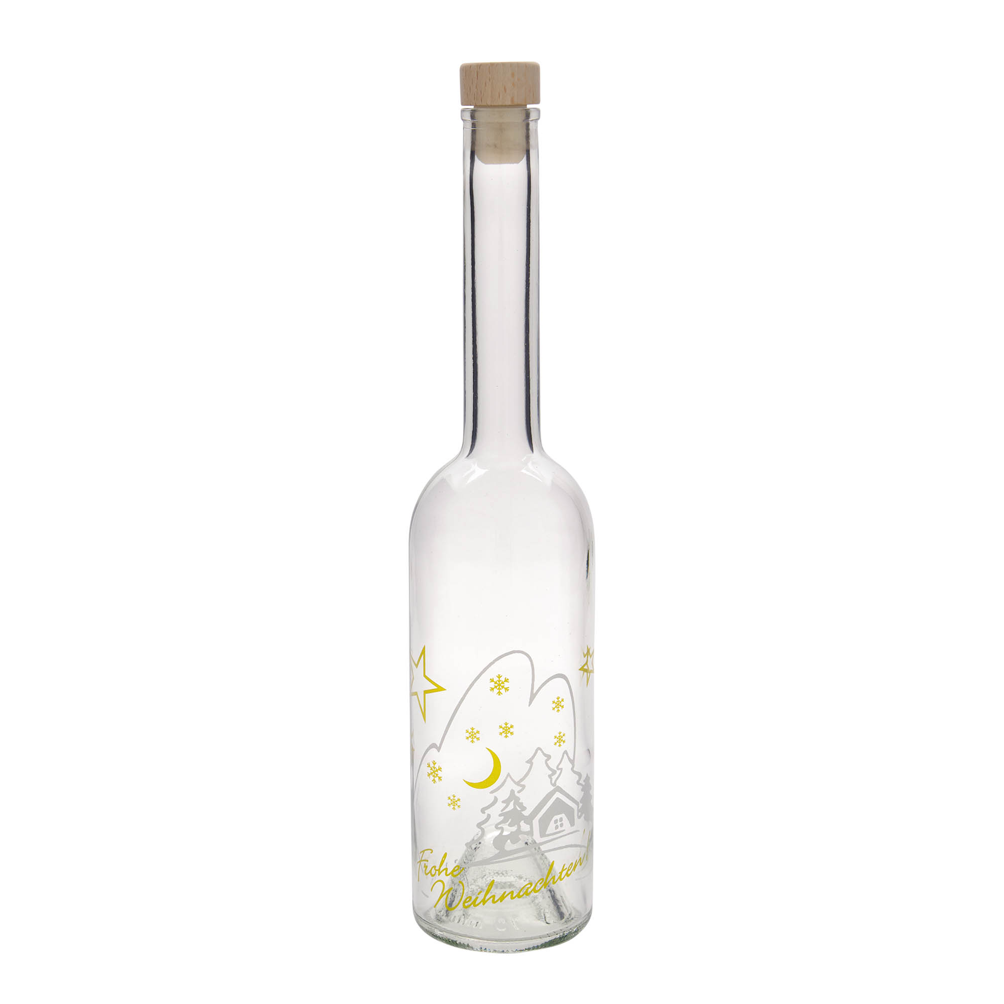 Bottiglia di vetro 500 ml 'Opera', motivo: Idillio natalizio, bocca: Sughero Bottiglia di vetro 500 ml 'Opera', motivo: Idillio natalizio, bocca: Sughero