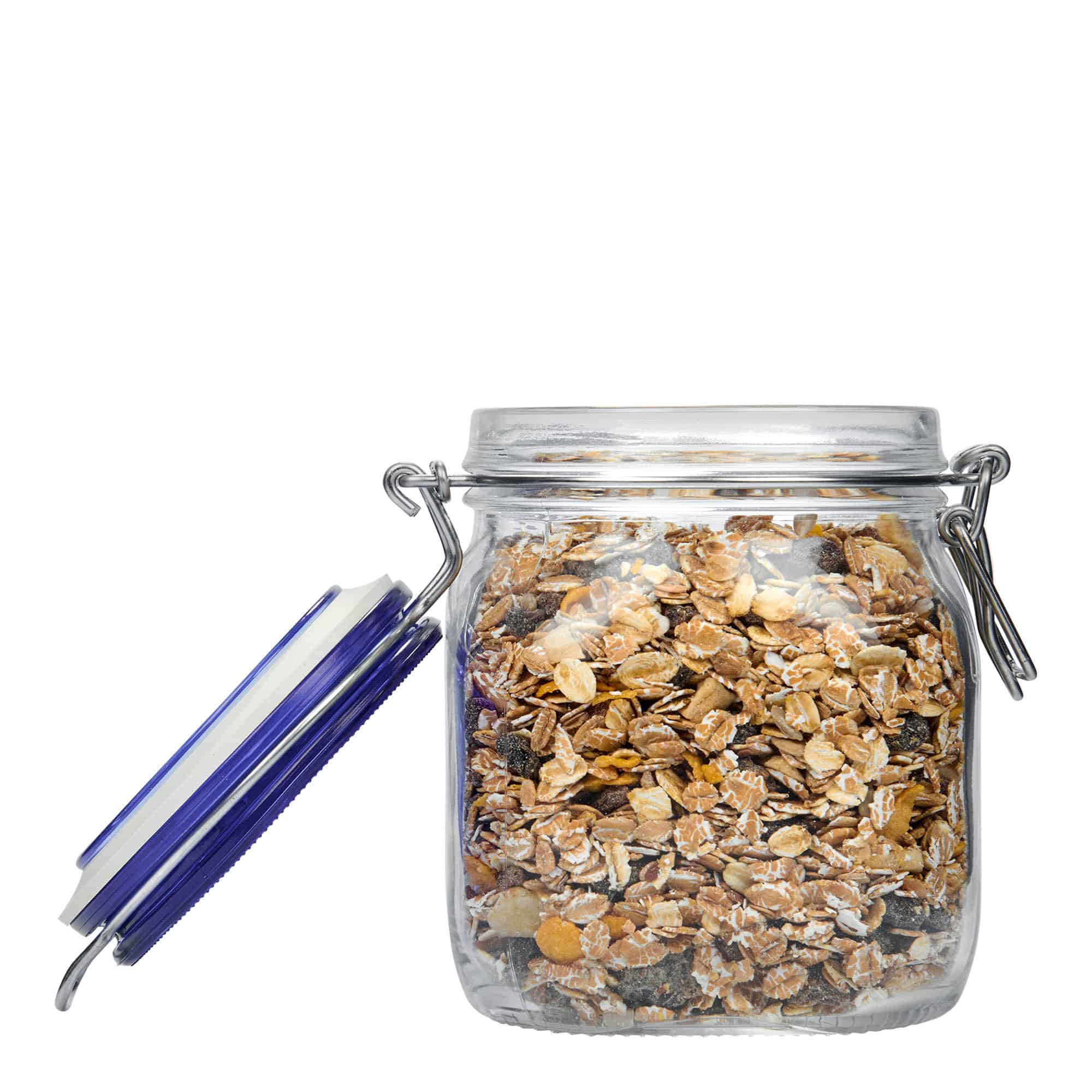 750 ml barattolo con chiusura a gancio 'Fido' tappo blu, quadrato, bocca: chiusura a gancio 750 ml barattolo con chiusura a gancio 'Fido' tappo blu, quadrato, bocca: chiusura a gancio