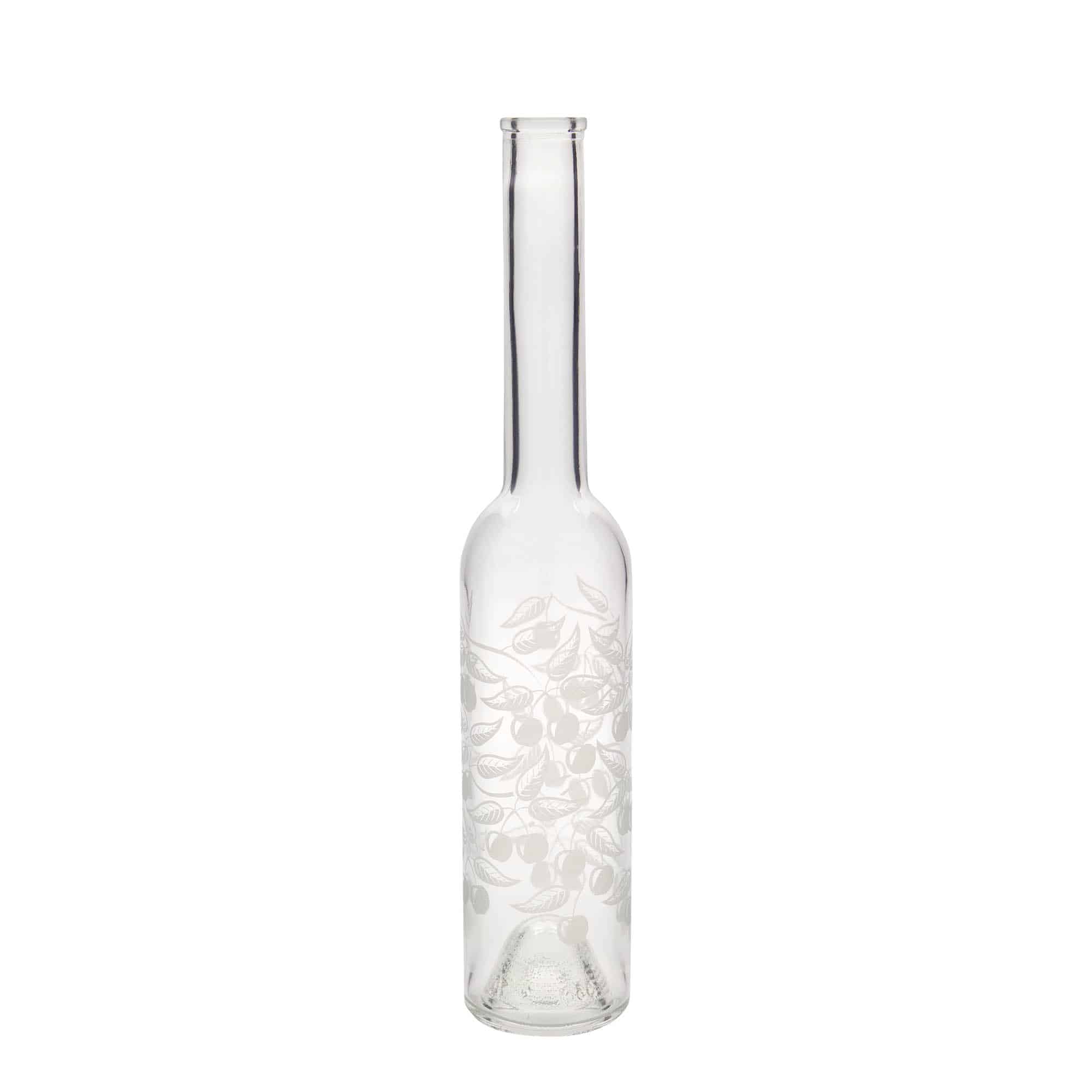 350 ml Bottiglia di vetro 'Opera', motivo: ciliegie, imboccatura: fascetta