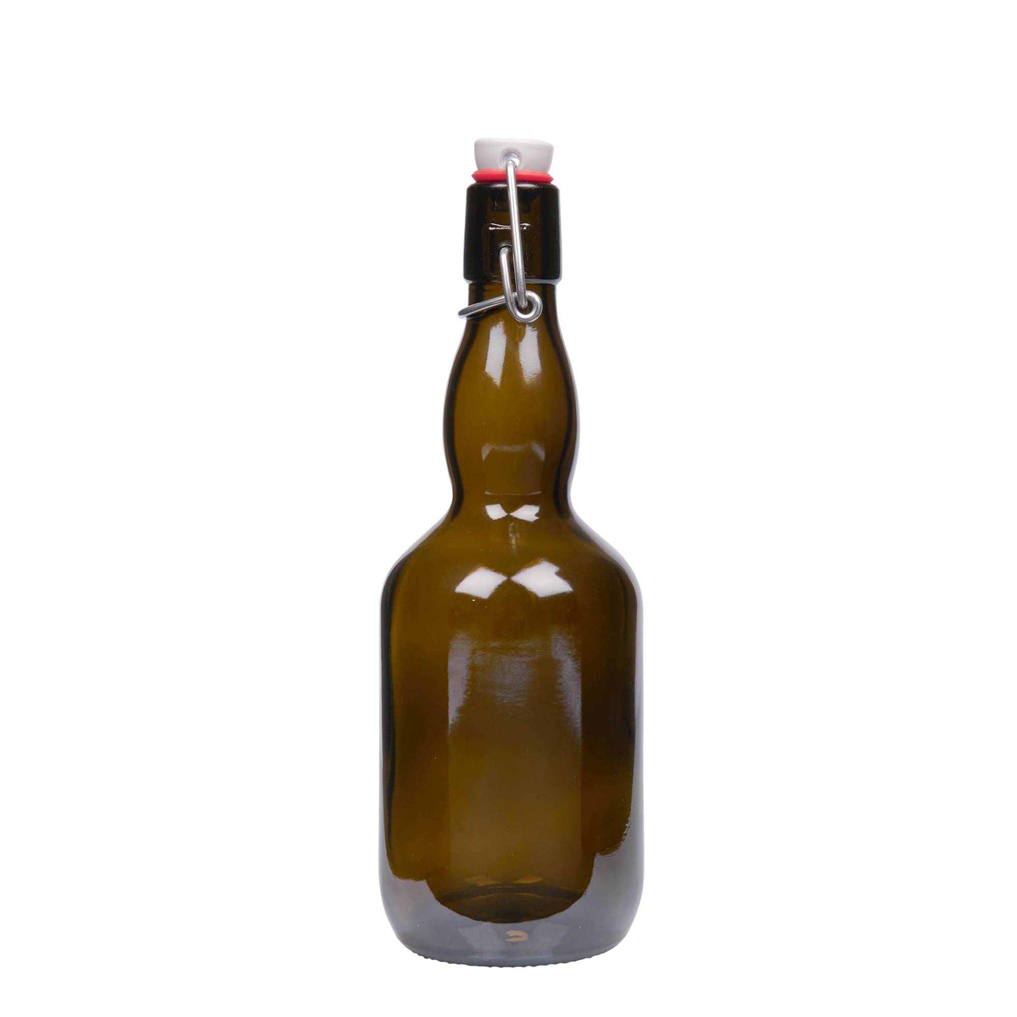 Bottiglia di birra da 500 ml, collo a campana, vetro, verde antico, bocca: chiusura a leva