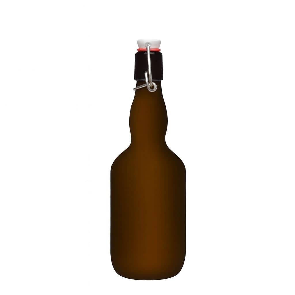 Bottiglia di birra da 500 ml, collo a campana, vetro, verde antico, bocca: chiusura a leva