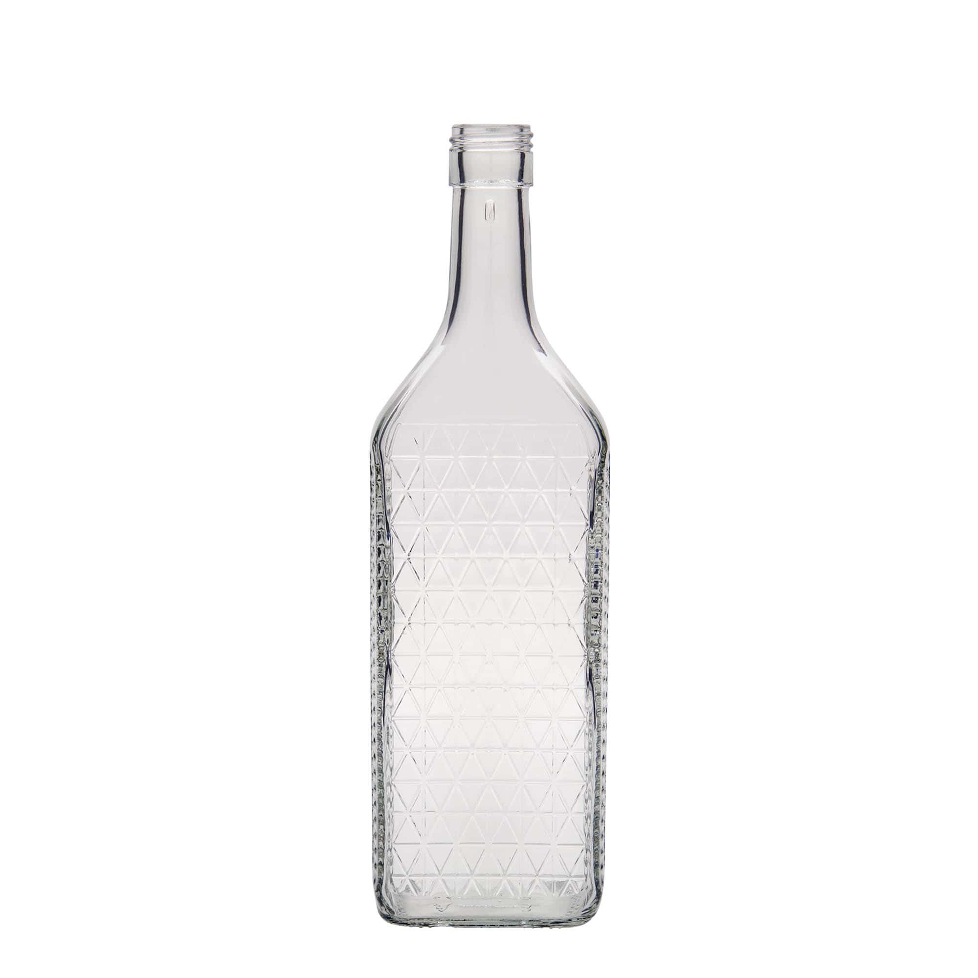 Bottiglia di vetro da 700 ml 'Caruso', rettangolare, bocca: PP 31,5