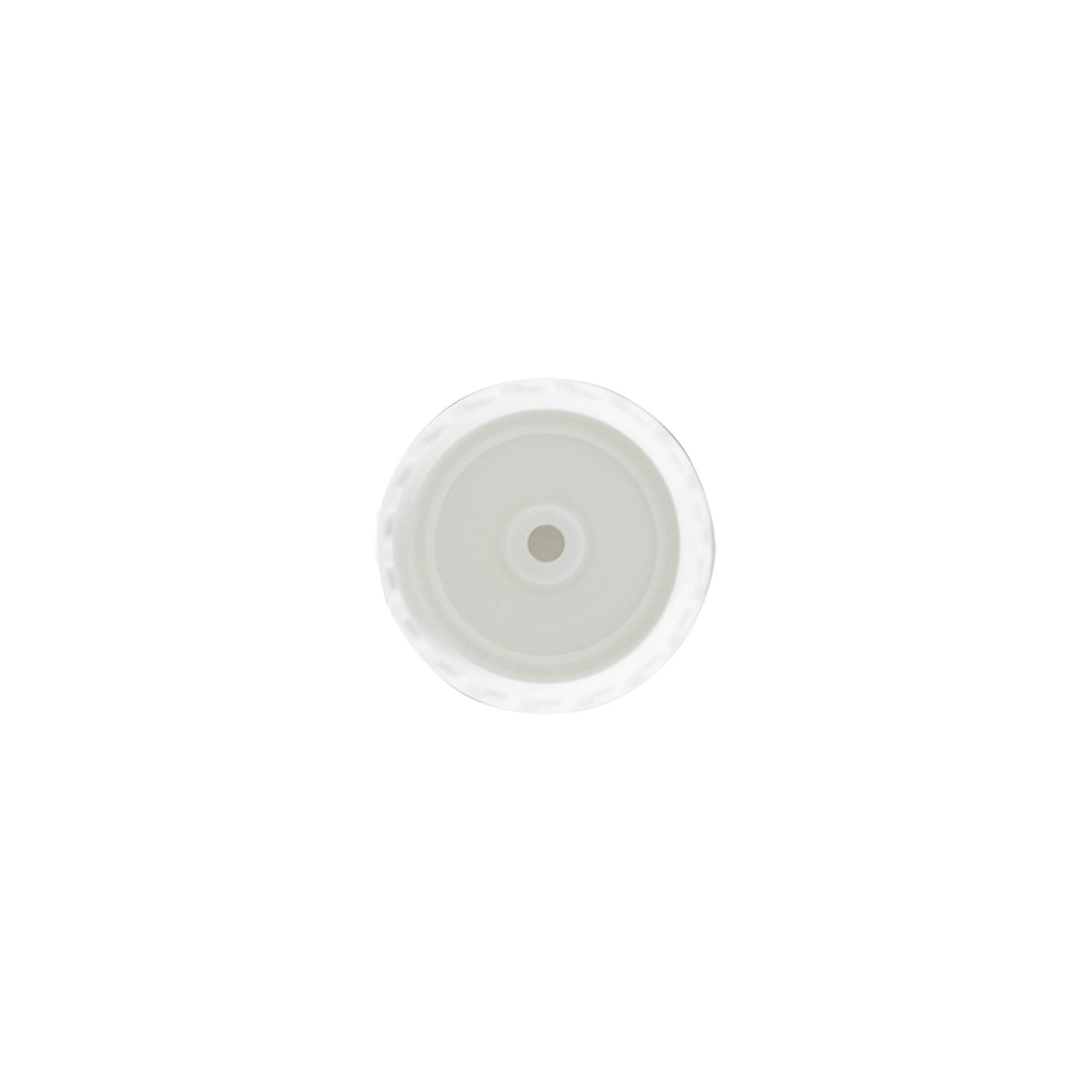 Tappo a vite con cerniera a ribalta, plastica PP, bianco, per bocca: 24/410 Tappo a vite con cerniera a ribalta, plastica PP, bianco, per bocca: 24/410