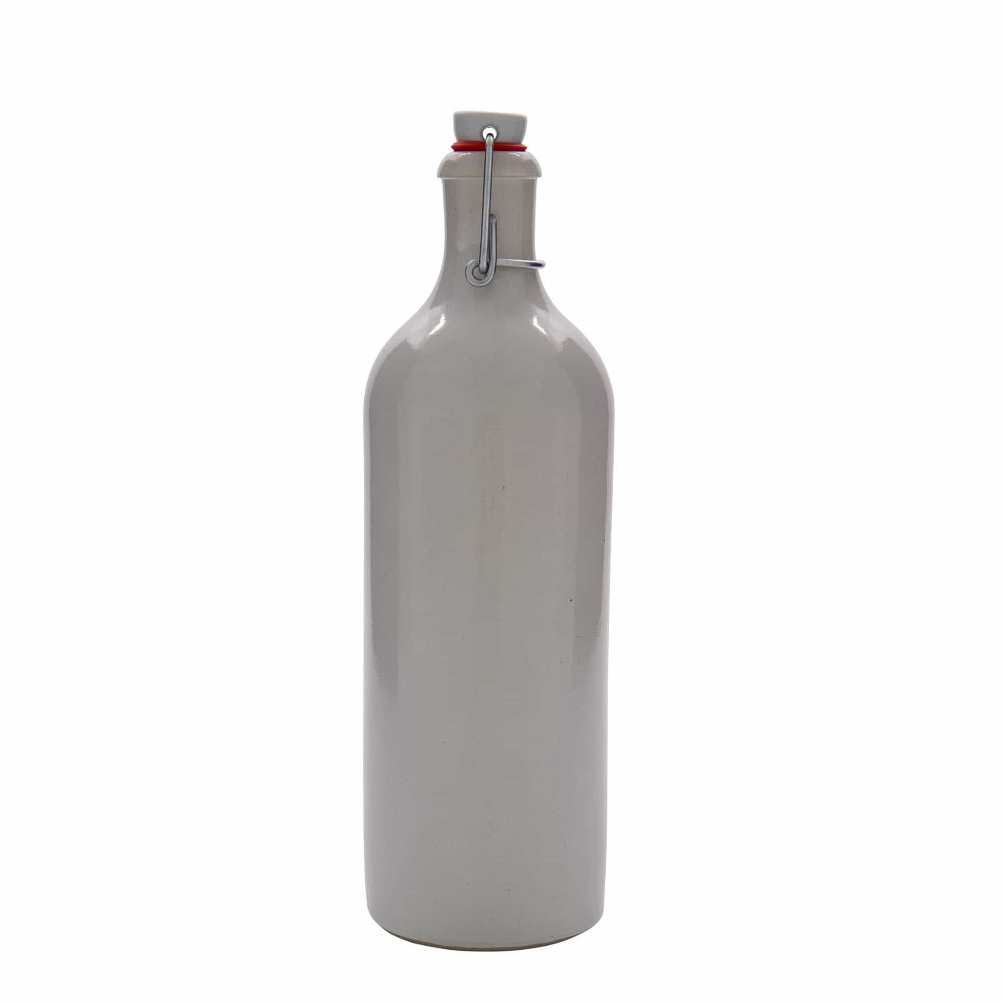 750 ml Bottiglia in ceramica, ceramica grès, bianco, imboccatura: chiusura asta