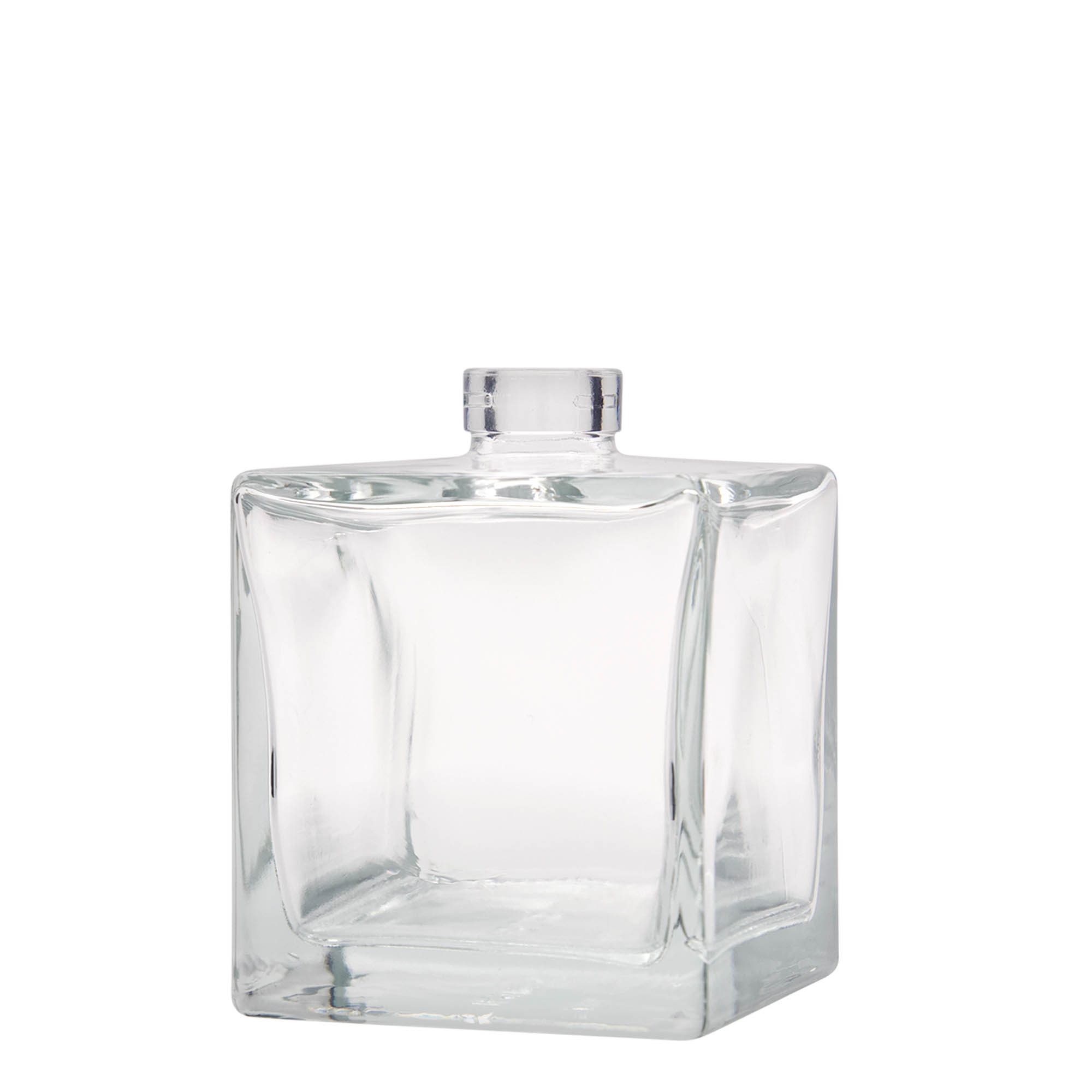 Bottiglia di vetro da 500 ml 'Cube', quadrata, bocca: tappo di sughero Bottiglia di vetro da 500 ml 'Cube', quadrata, bocca: tappo di sughero