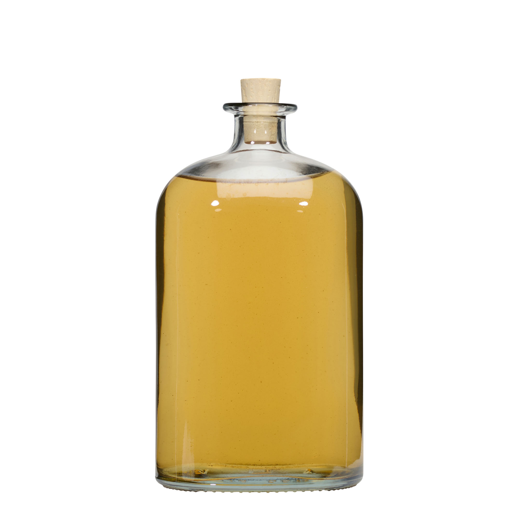 Bottiglia di vetro da 1.000 ml 'Dundee', ovale, bocca: tappo di sughero Bottiglia di vetro da 1.000 ml 'Dundee', ovale, bocca: tappo di sughero