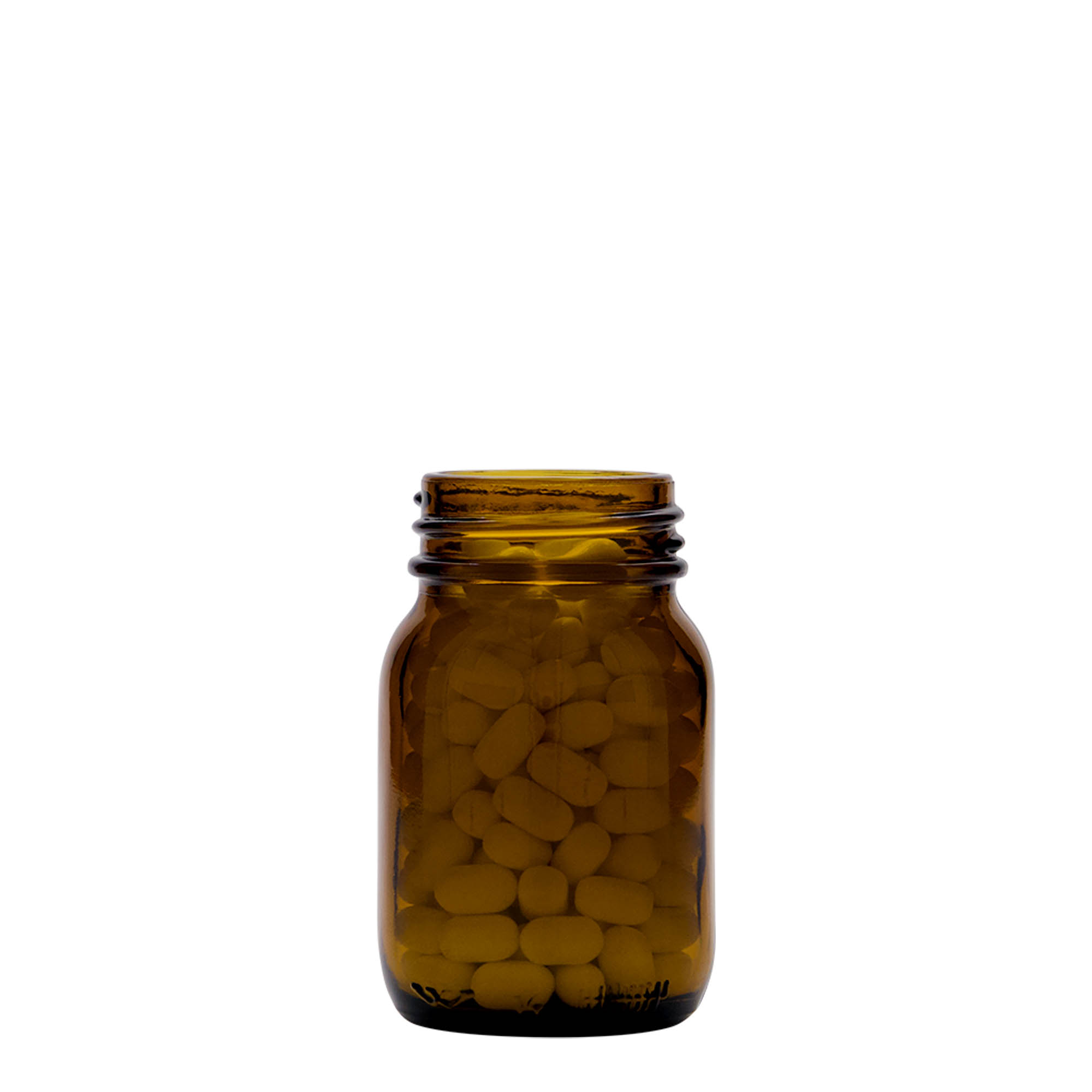 75 ml Vasetto di vetro a bocca larga, marrone, imboccatura: DIN 40