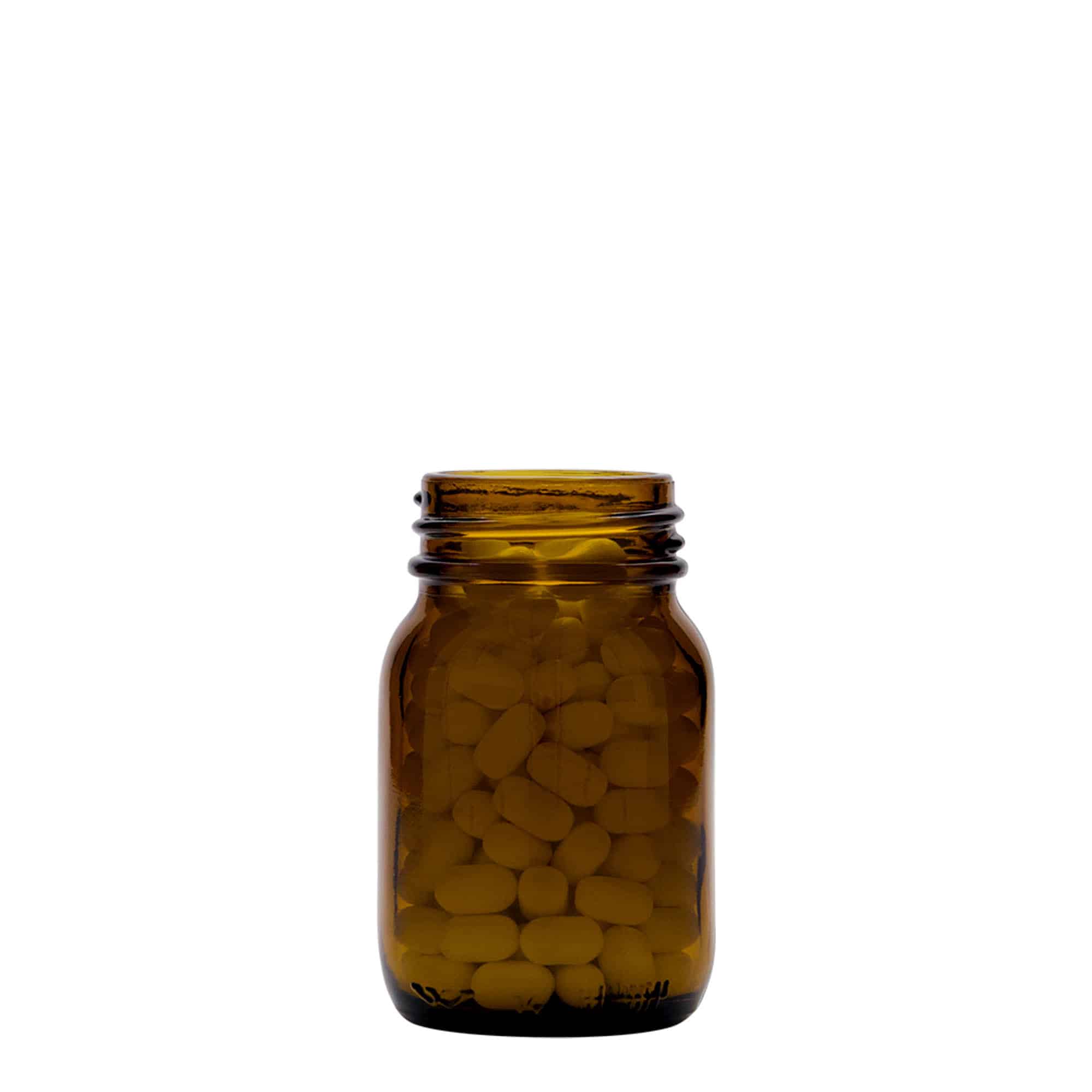 75 ml Vasetto di vetro a bocca larga, marrone, imboccatura: DIN 40