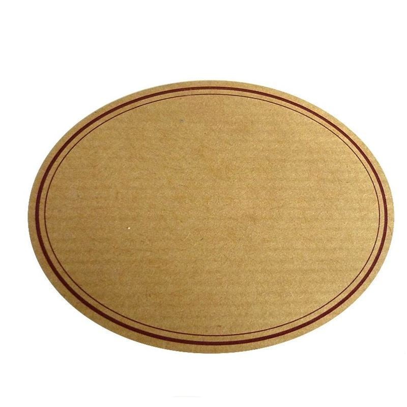 Etichetta naturale, ovale, carta, rosso-bruno