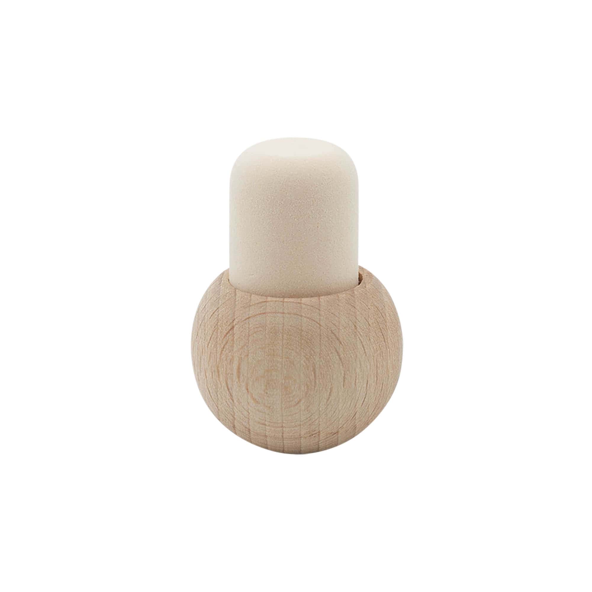 Tappo con impugnatura 19 mm 'Sfera', legno/plastica, per bocca: sughero
