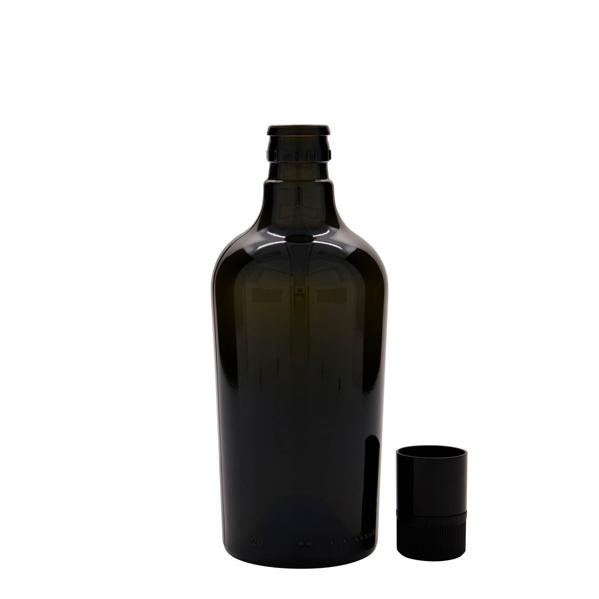 Bottiglia per aceto/olio 500 ml 'Oleum', vetro, verde antico, bocca: DOP Bottiglia per aceto/olio 500 ml 'Oleum', vetro, verde antico, bocca: DOP