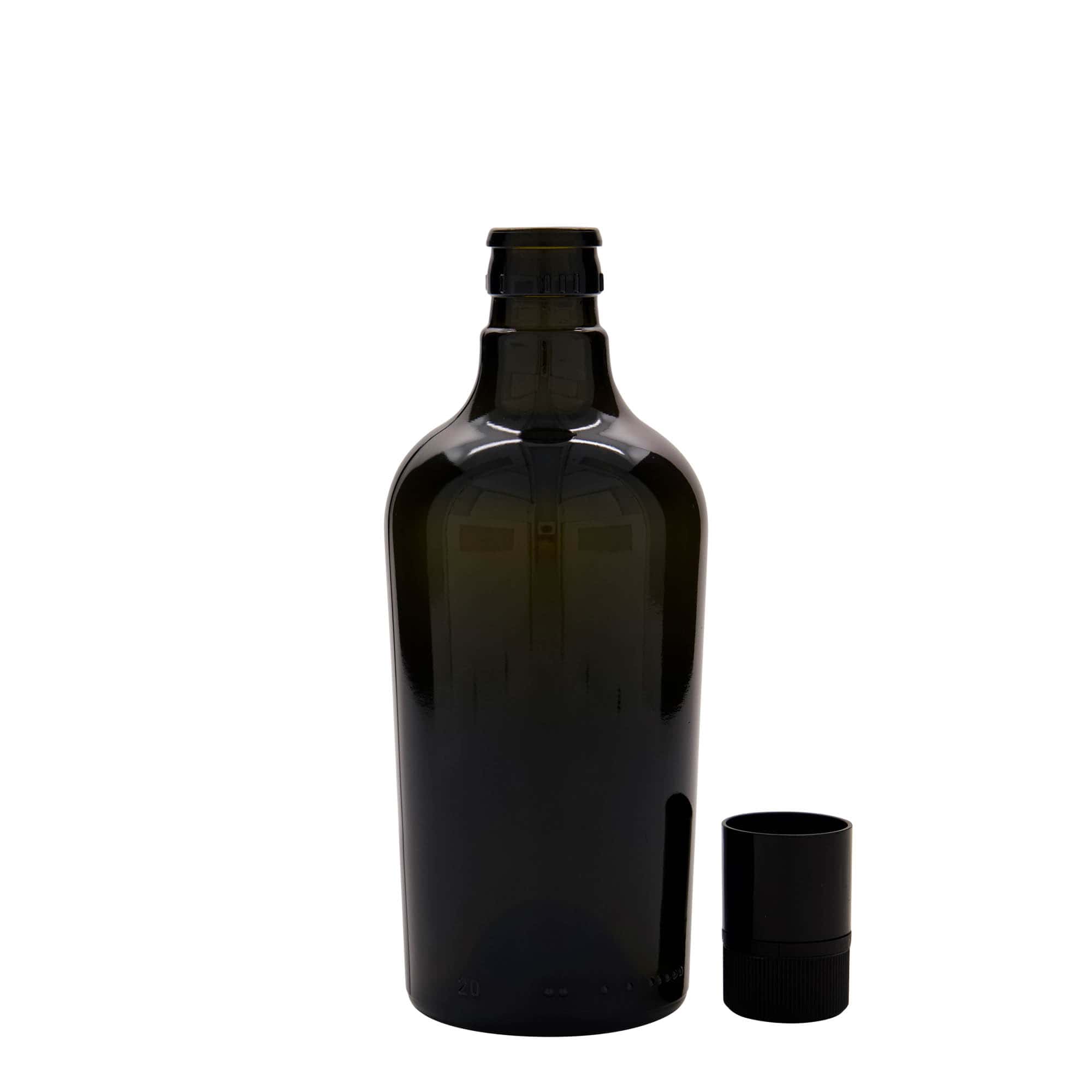 Bottiglia per aceto/olio 500 ml 'Oleum', vetro, verde antico, bocca: DOP