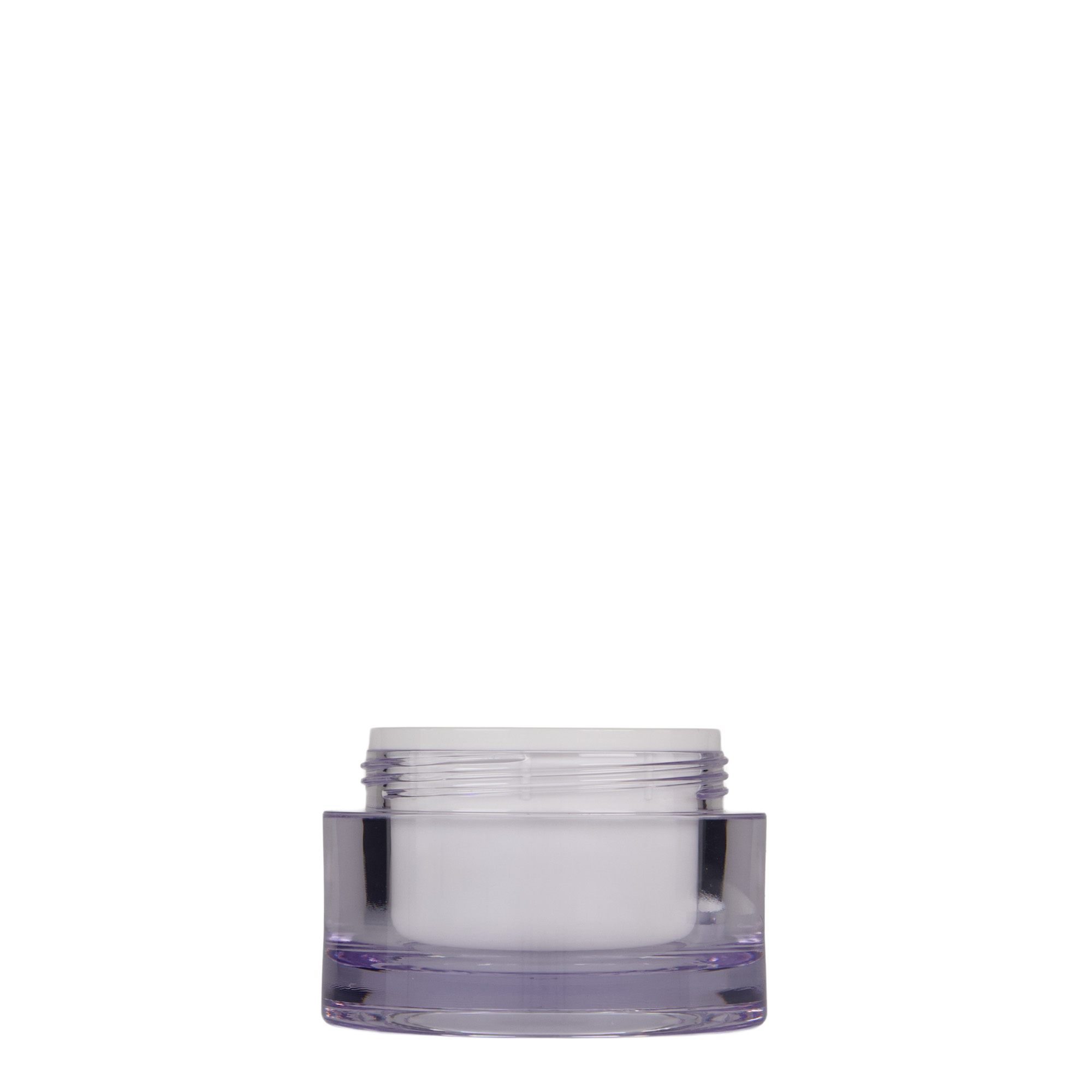 50 ml barattolo, plastica SAN, bianco, bocca: chiusura a vite 50 ml barattolo, plastica SAN, bianco, bocca: chiusura a vite