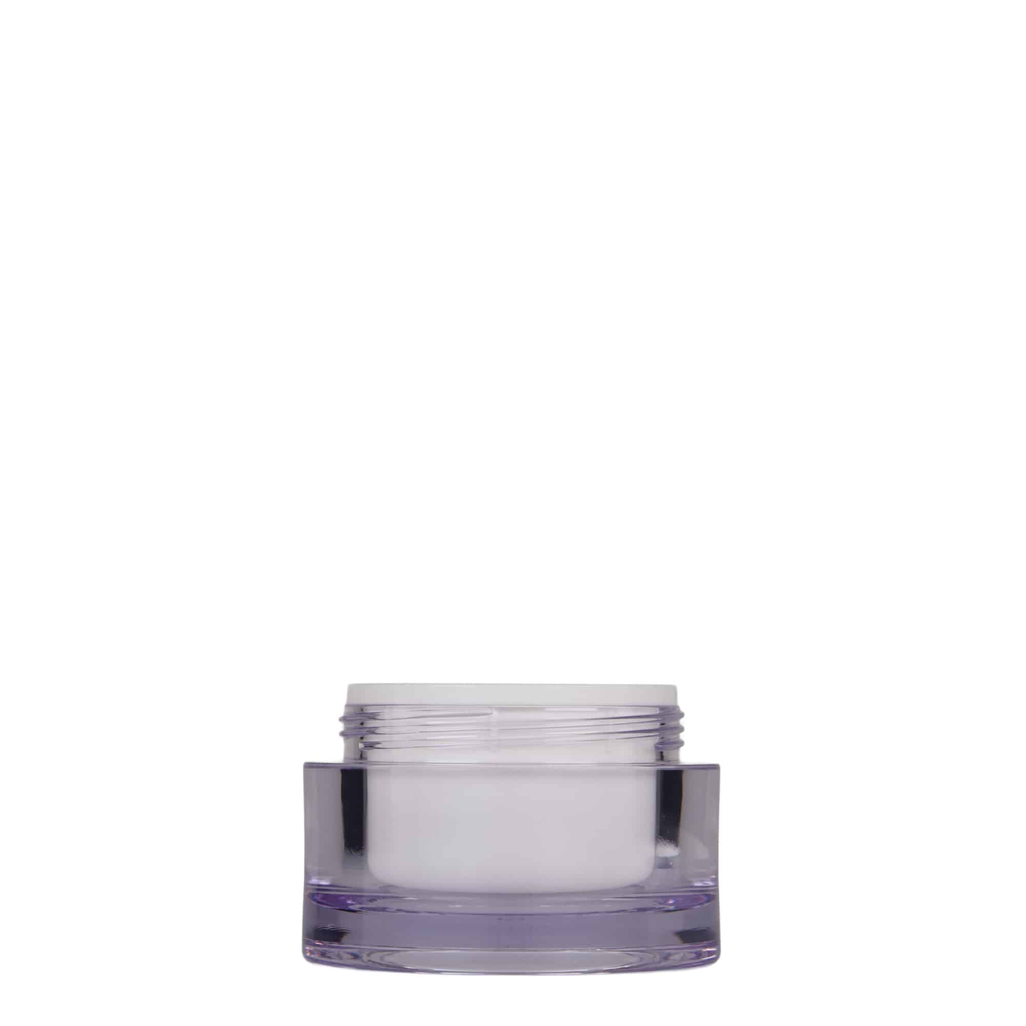 50 ml barattolo, plastica SAN, bianco, bocca: chiusura a vite