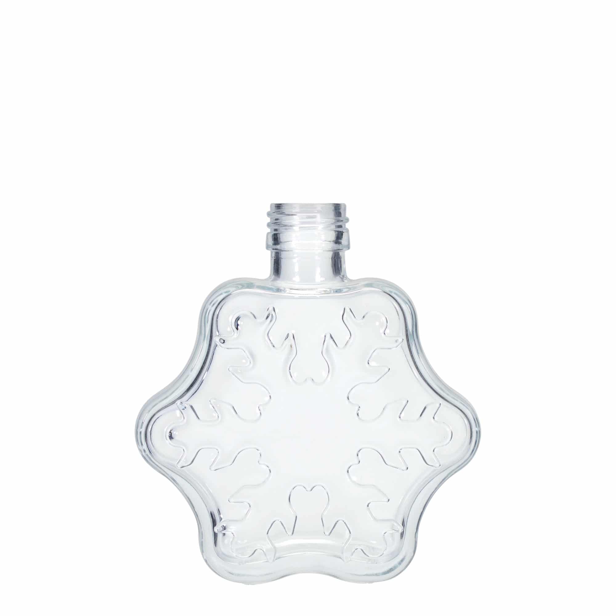 Bottiglia di vetro da 200 ml 'Fiocco di neve', bocca: PP 28 Bottiglia di vetro da 200 ml 'Fiocco di neve', bocca: PP 28
