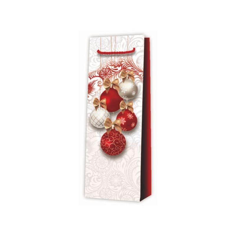 Sacchetto portabottiglie, motivo: Decorazione natalizia, quadrato, carta, rosso