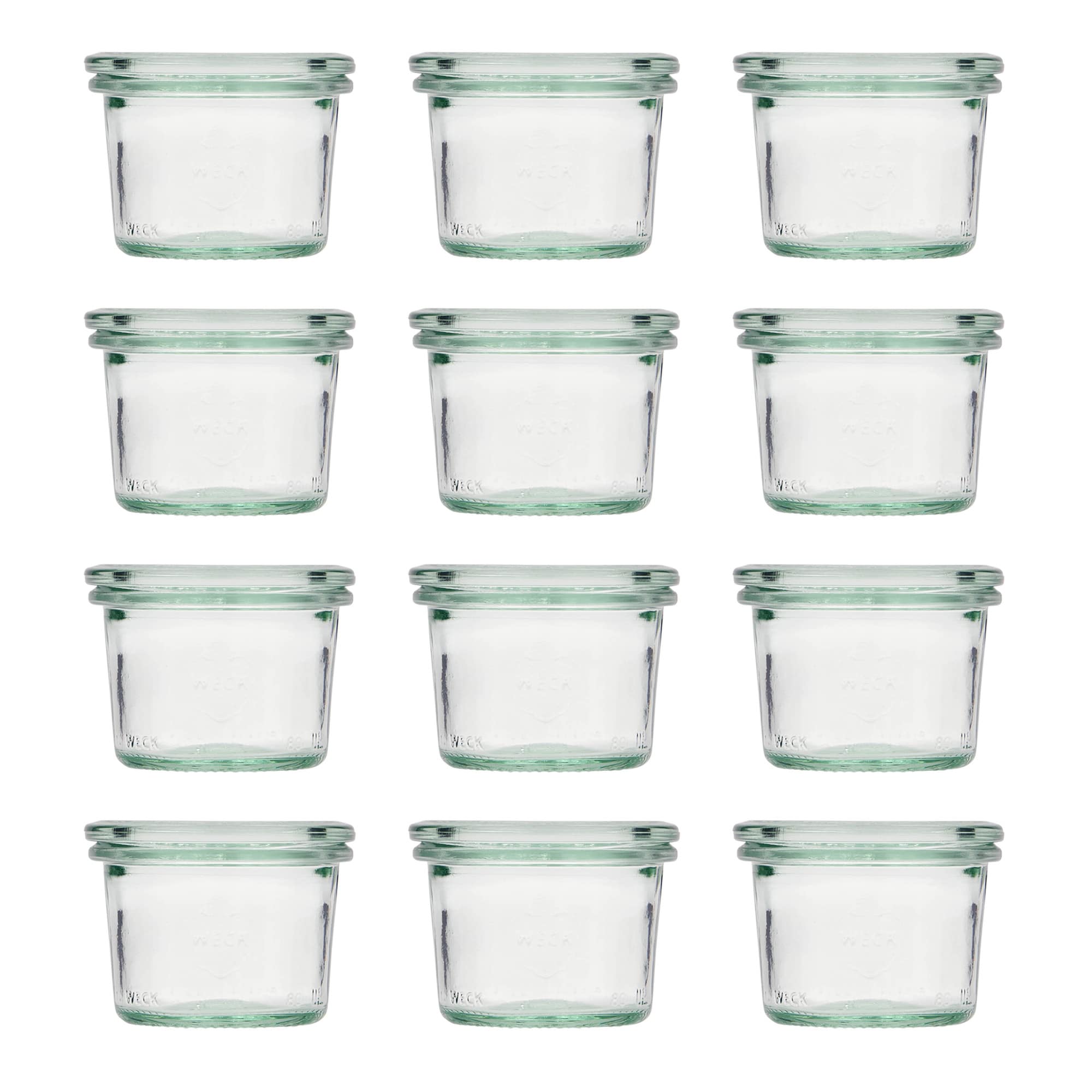 12x 80 ml vaso WECK a bocca larga con coperchio in vetro RR 60
