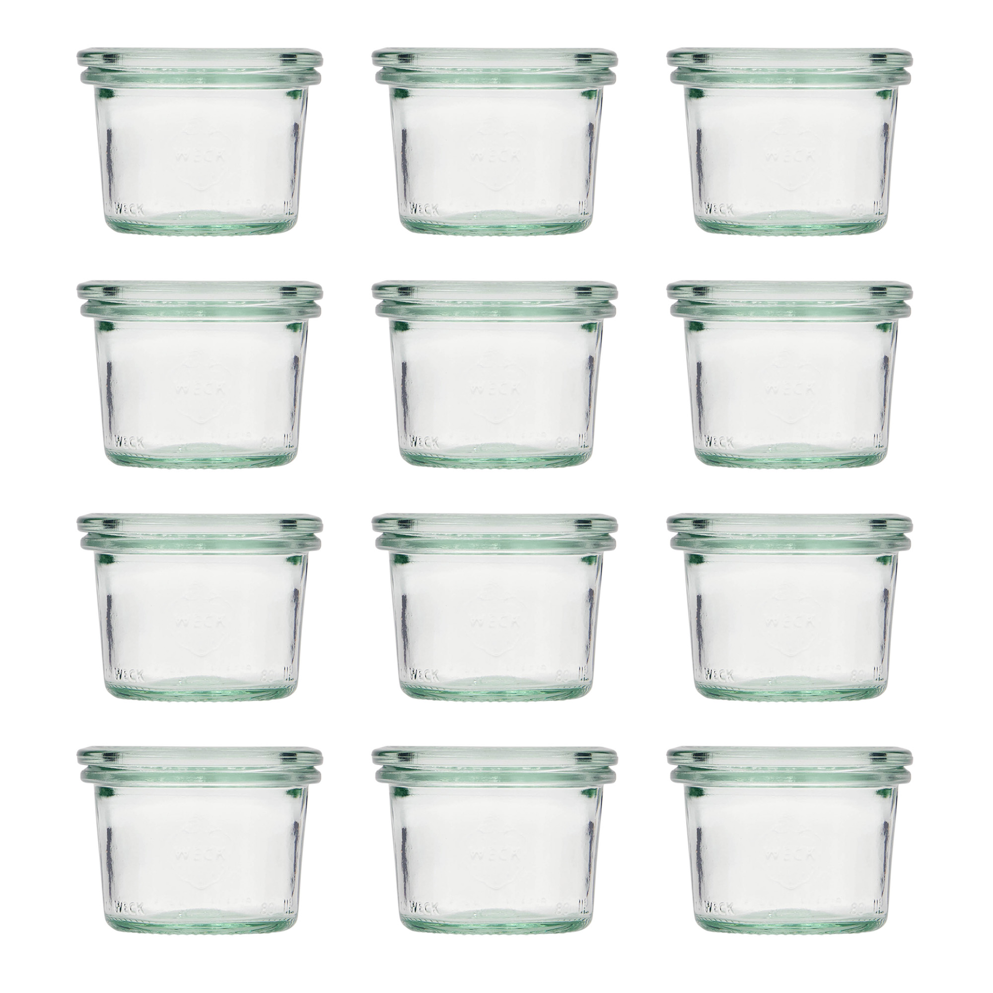 12x 80 ml vaso WECK a bocca larga con coperchio in vetro RR 60