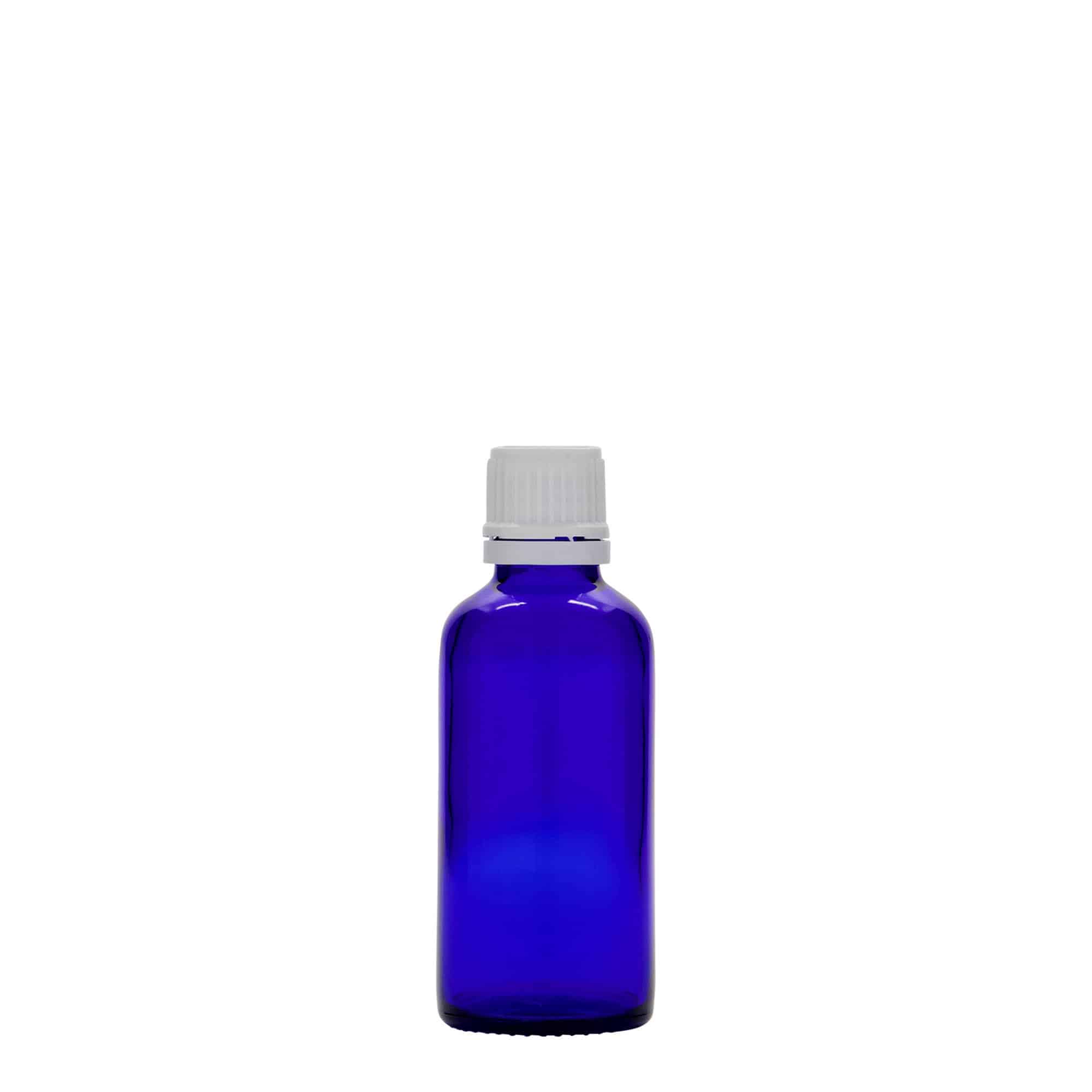 50 ml flacone medico, vetro, blu reale, bocca: DIN 18