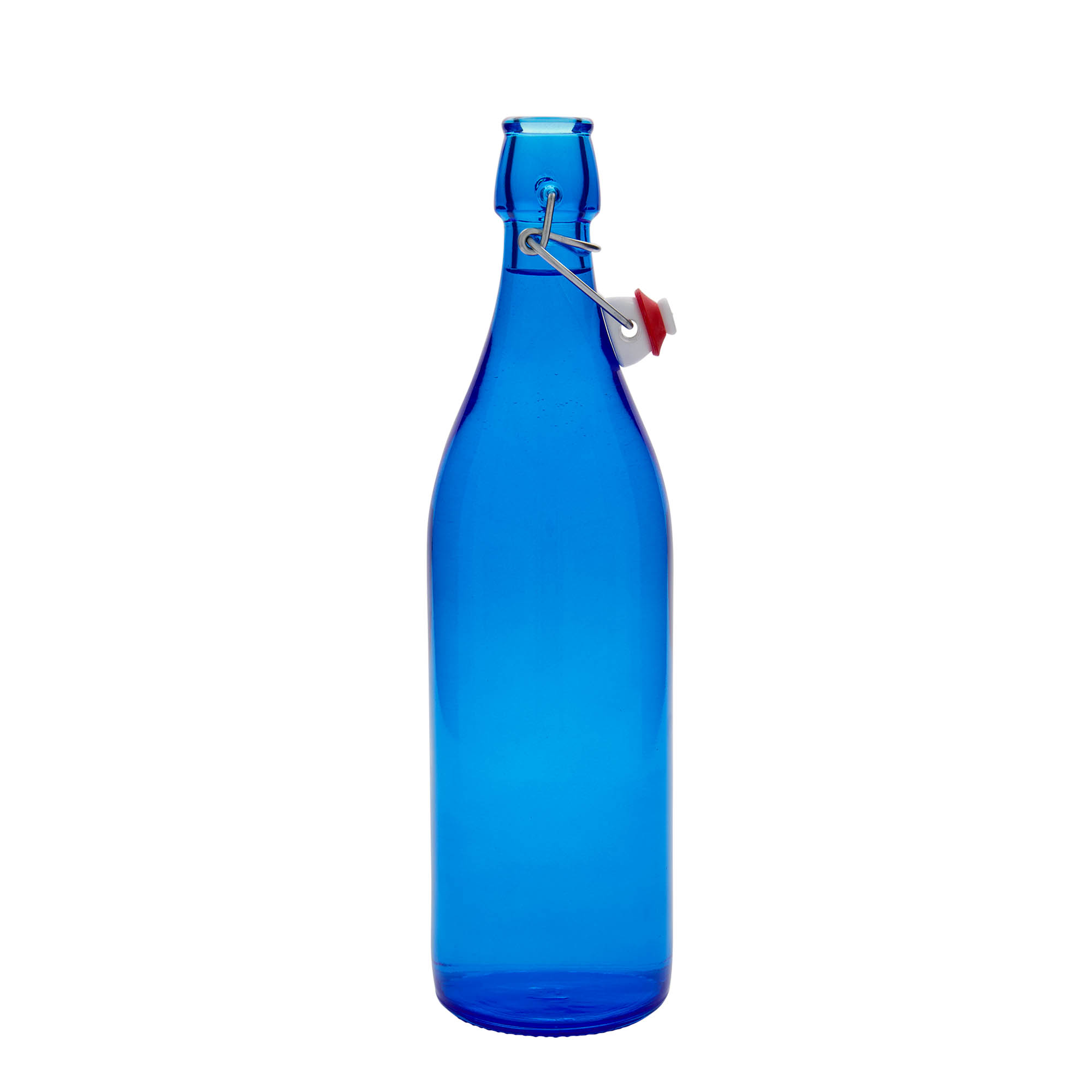 Bottiglia di vetro da 1.000 ml 'Giara', blu, bocca: chiusura a leva Bottiglia di vetro da 1.000 ml 'Giara', blu, bocca: chiusura a leva