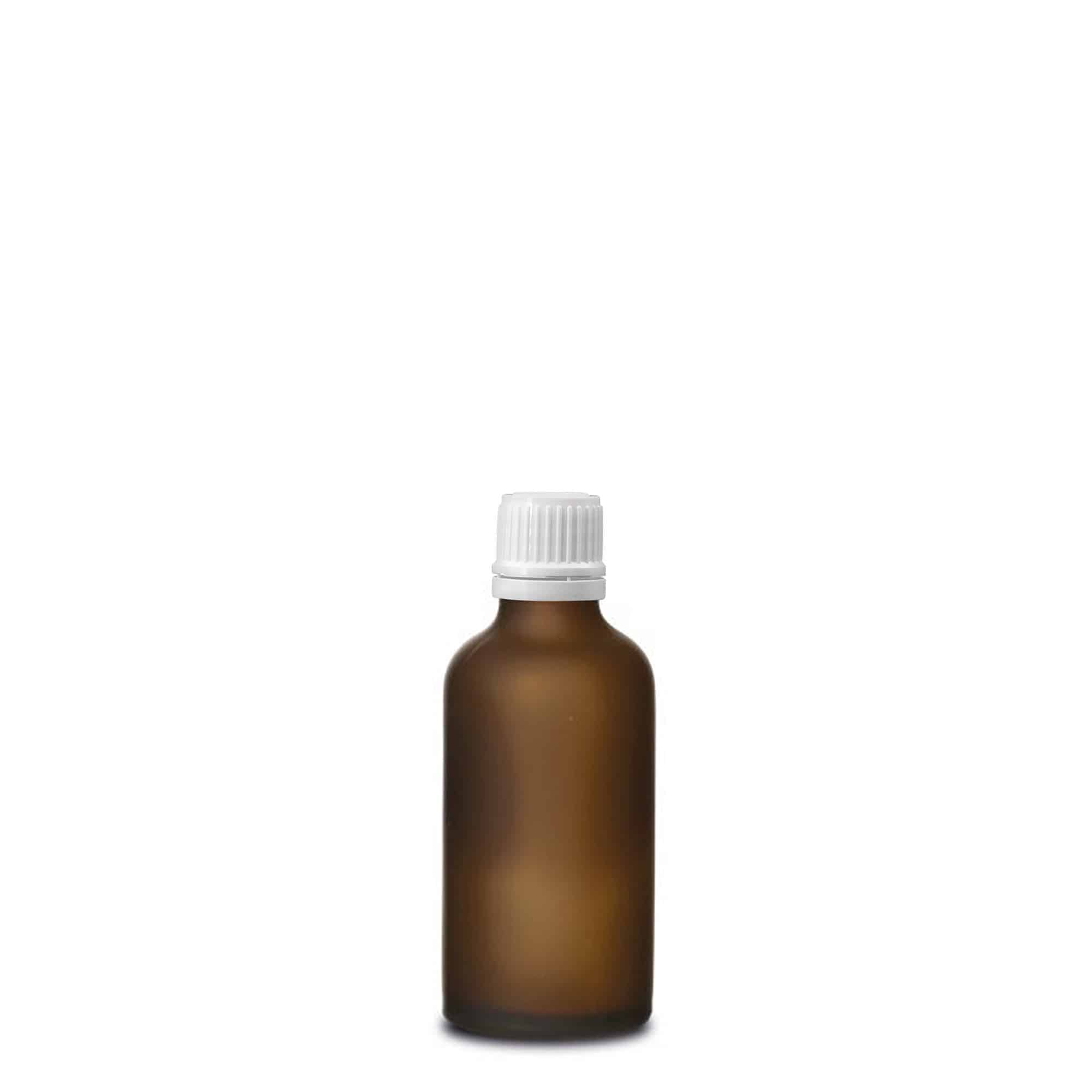 Flacone medico 50ml, vetro, marrone satinato, bocca: DIN 18